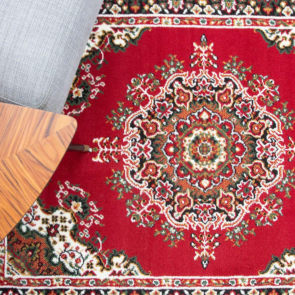 Red Traditional Medallion Living Room Rug - Image 3