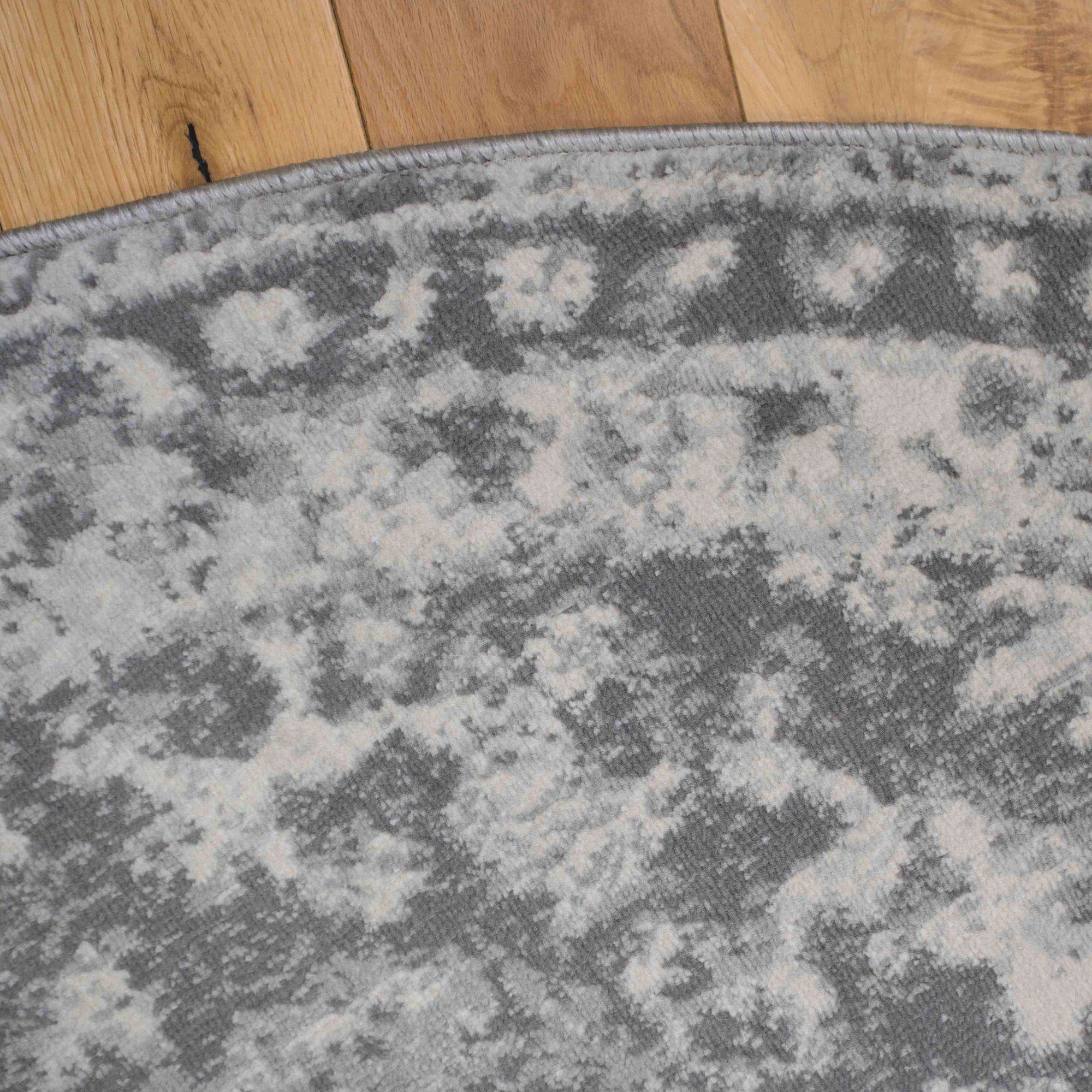 Round Circle Faded Distressed Grey Oriental Rug - Image 4