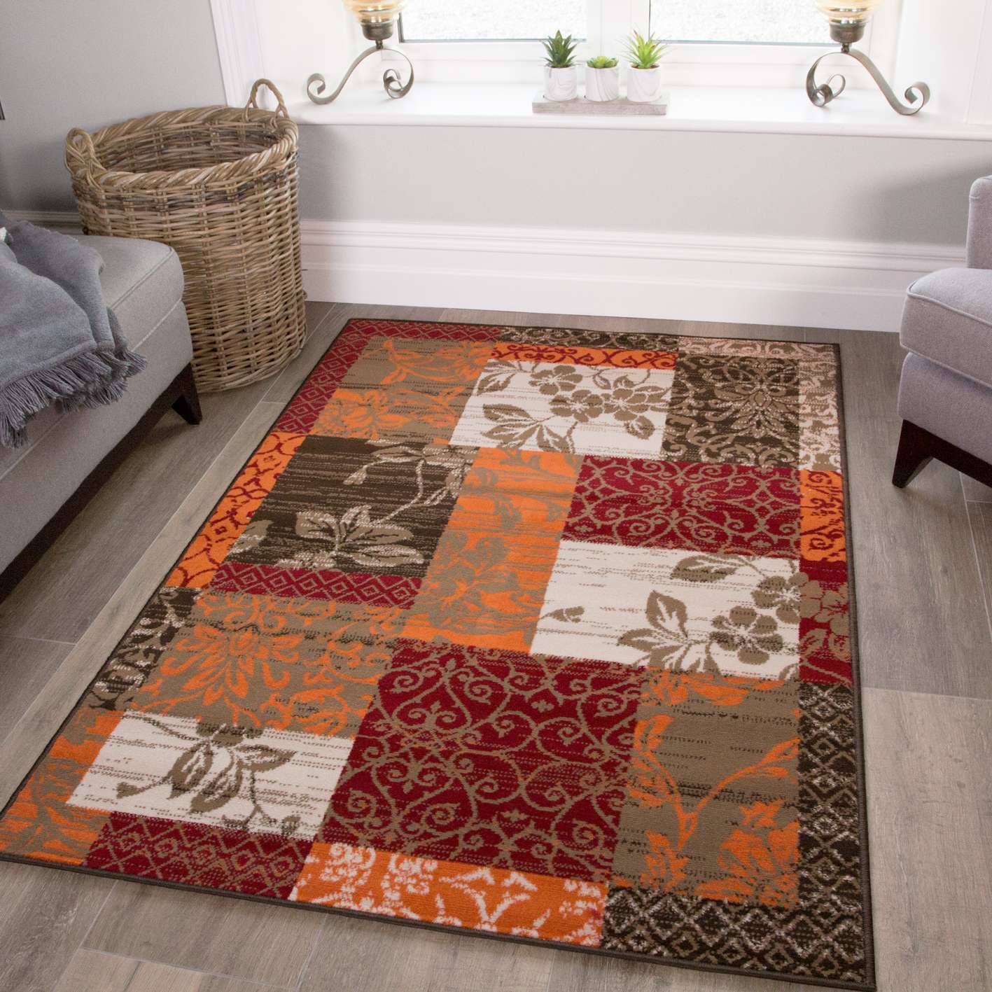 Round Circle Patchwork Terracotta Rug - Image 6