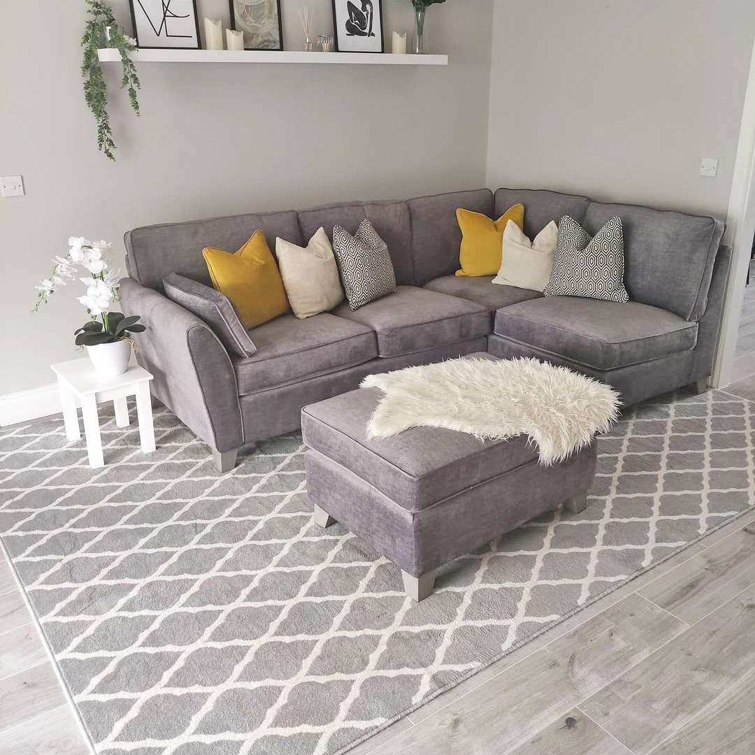 Round Circle Trellis Grey Rug - Image 2