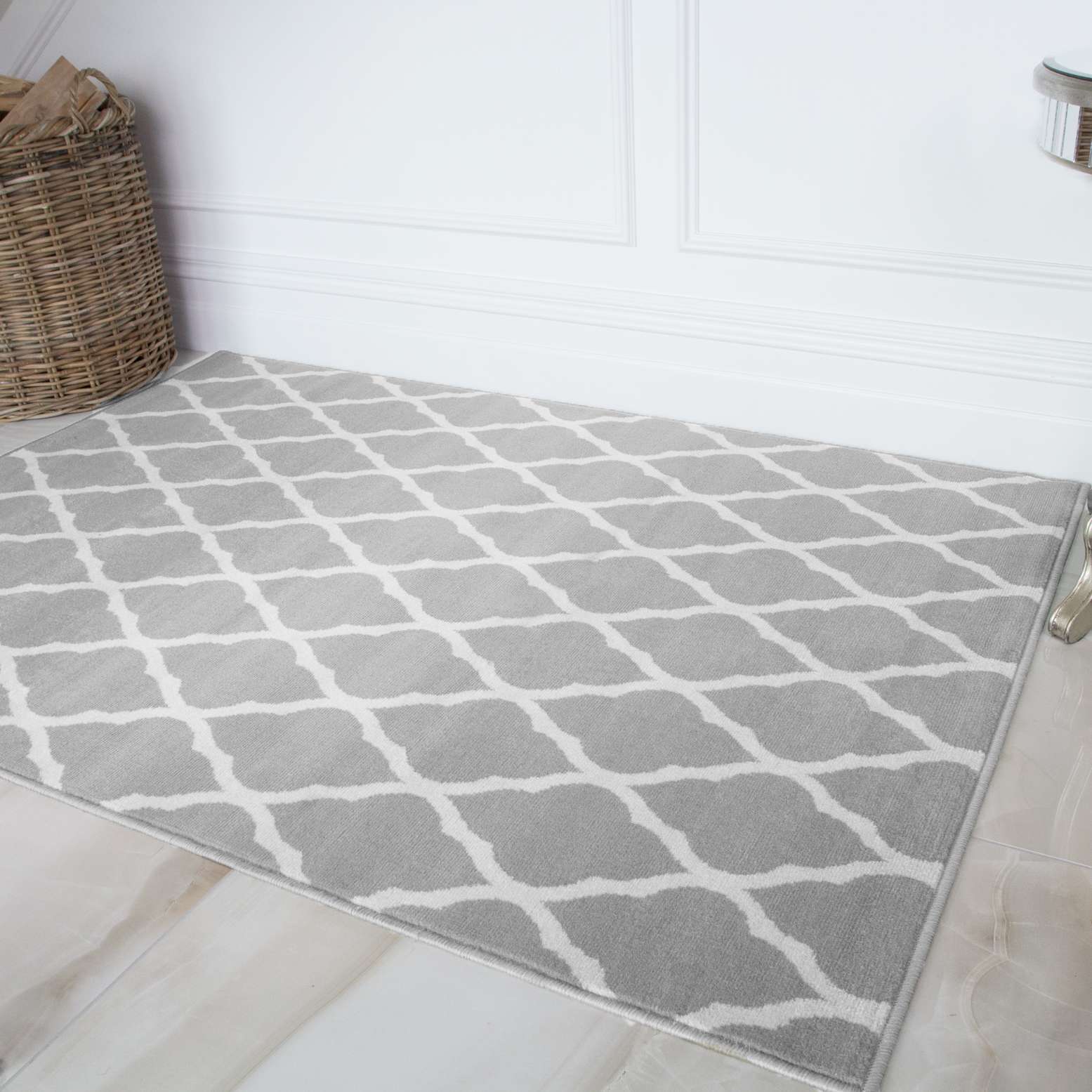 Round Circle Trellis Grey Rug - Image 5