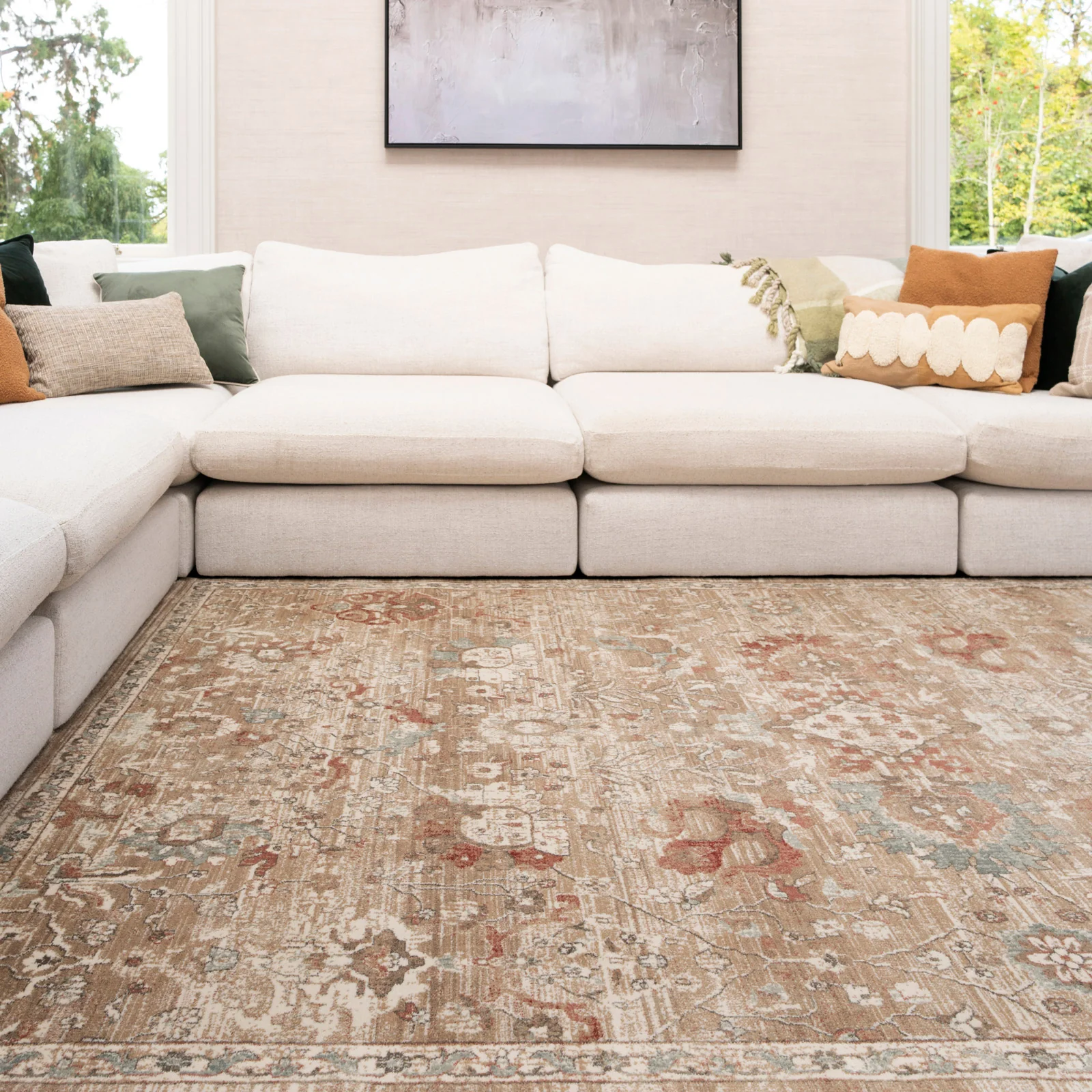 Rustic Floral Terracotta Rug - Dahlia - Image 2