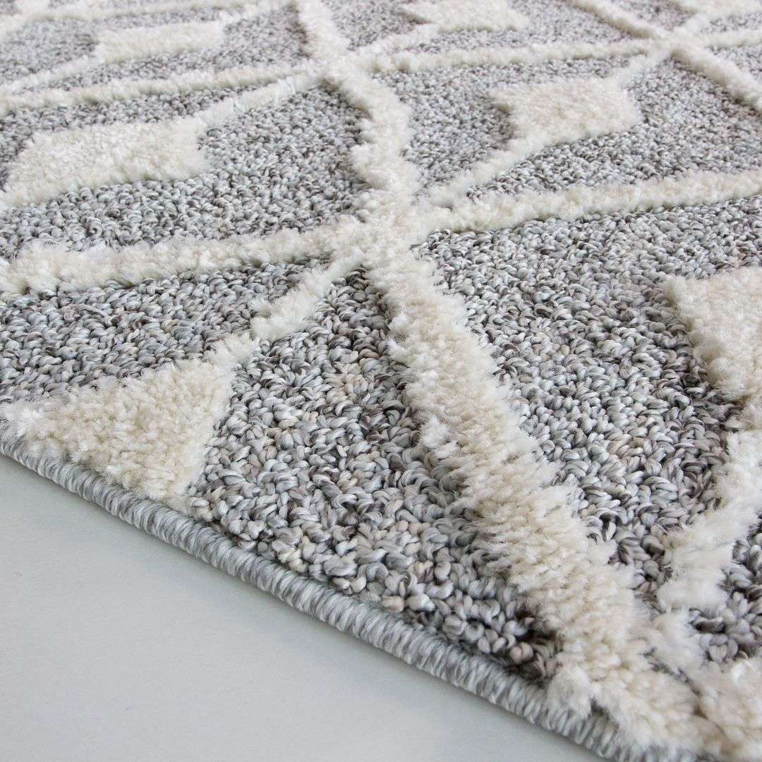 Scandi Grey Cream Tufted Hi Low Pile Rug - Benni - Image 7