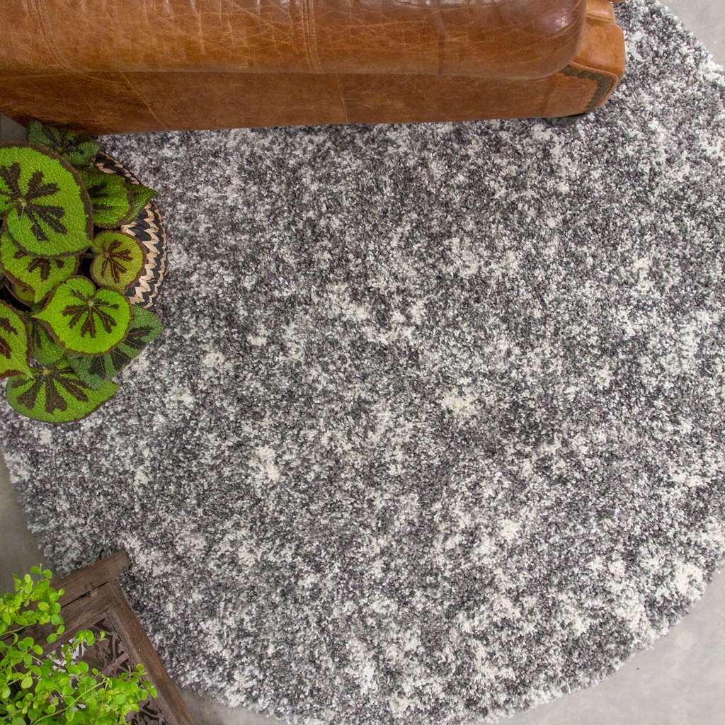 Silver Shaggy Round Circle Rug for Living Room - Image 2