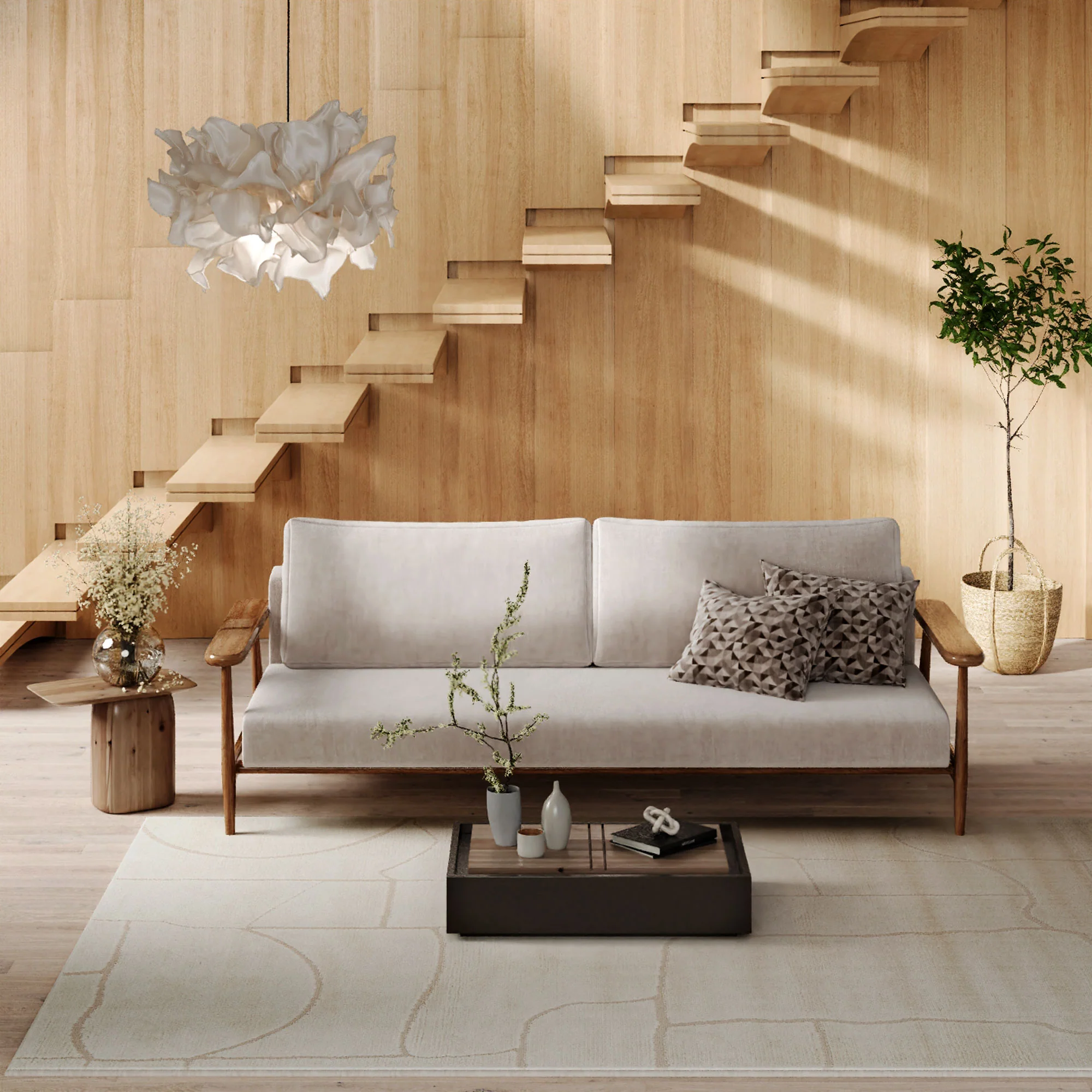Soft Cream Abstract Rug - Aura - Image 6