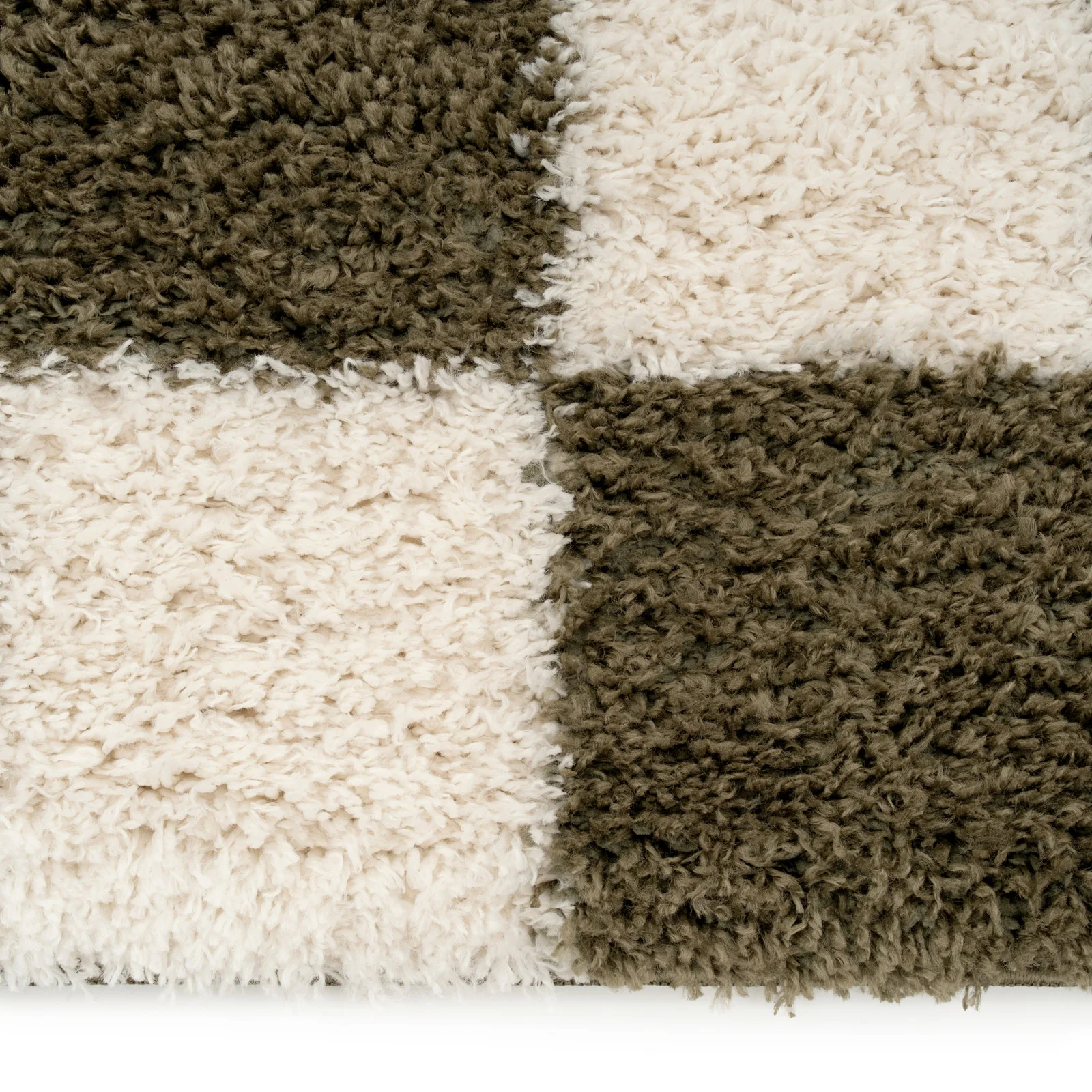 Soft Green Checkerboard Shaggy Runner - Josie - Image 3