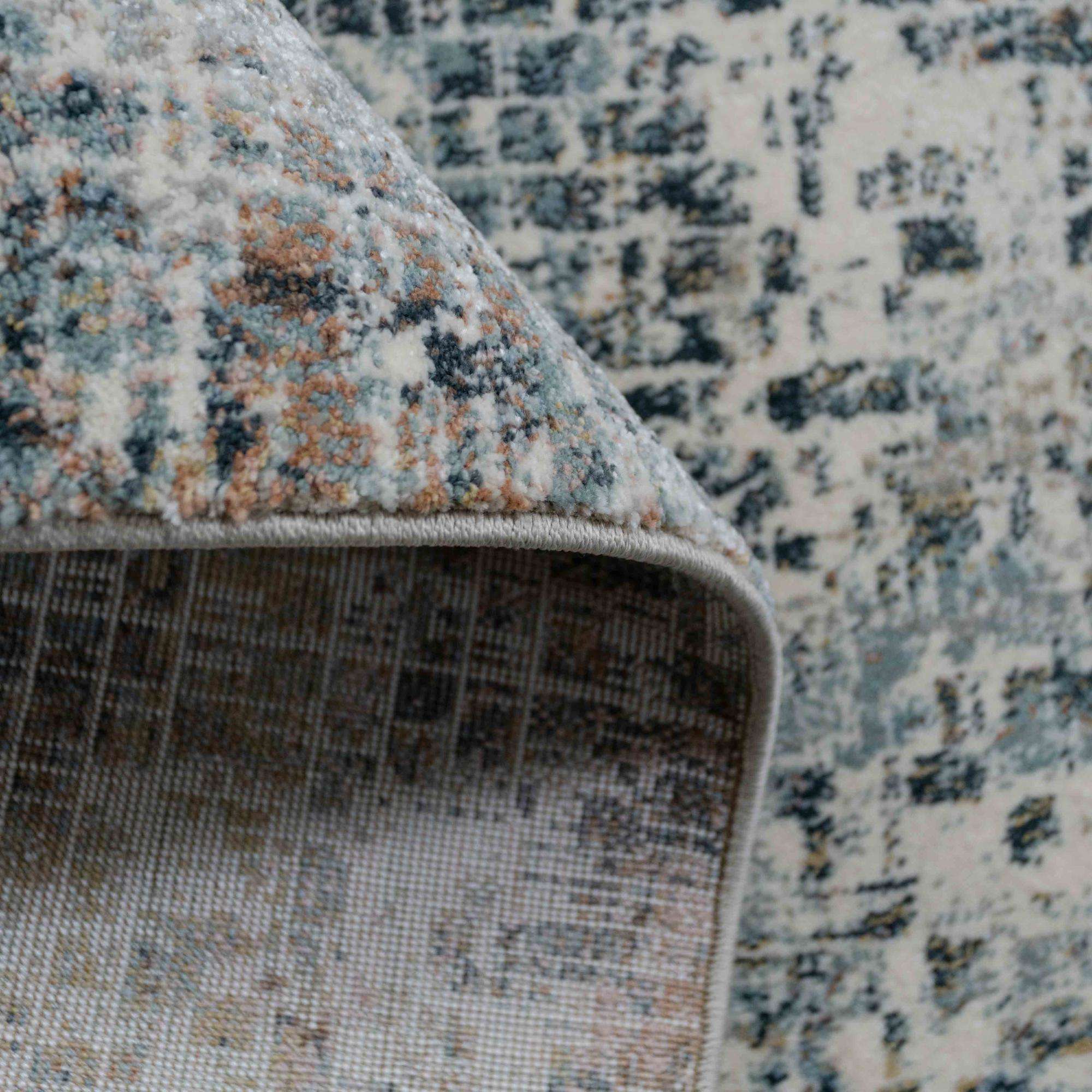 Soft Modern Blue Distressed Abstract Bedroom Rugs - Minuet - Image 5