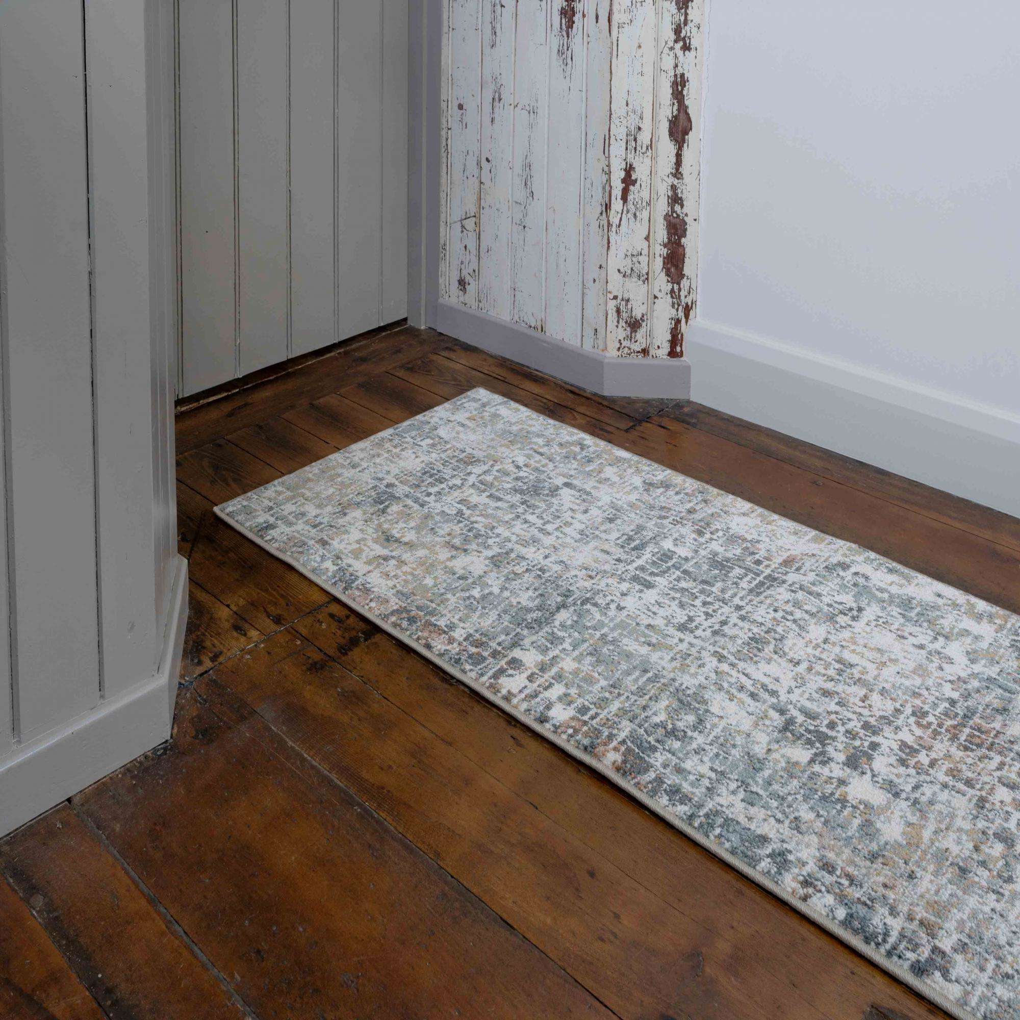 Soft Modern Blue Distressed Abstract Bedroom Rugs - Minuet - Image 7