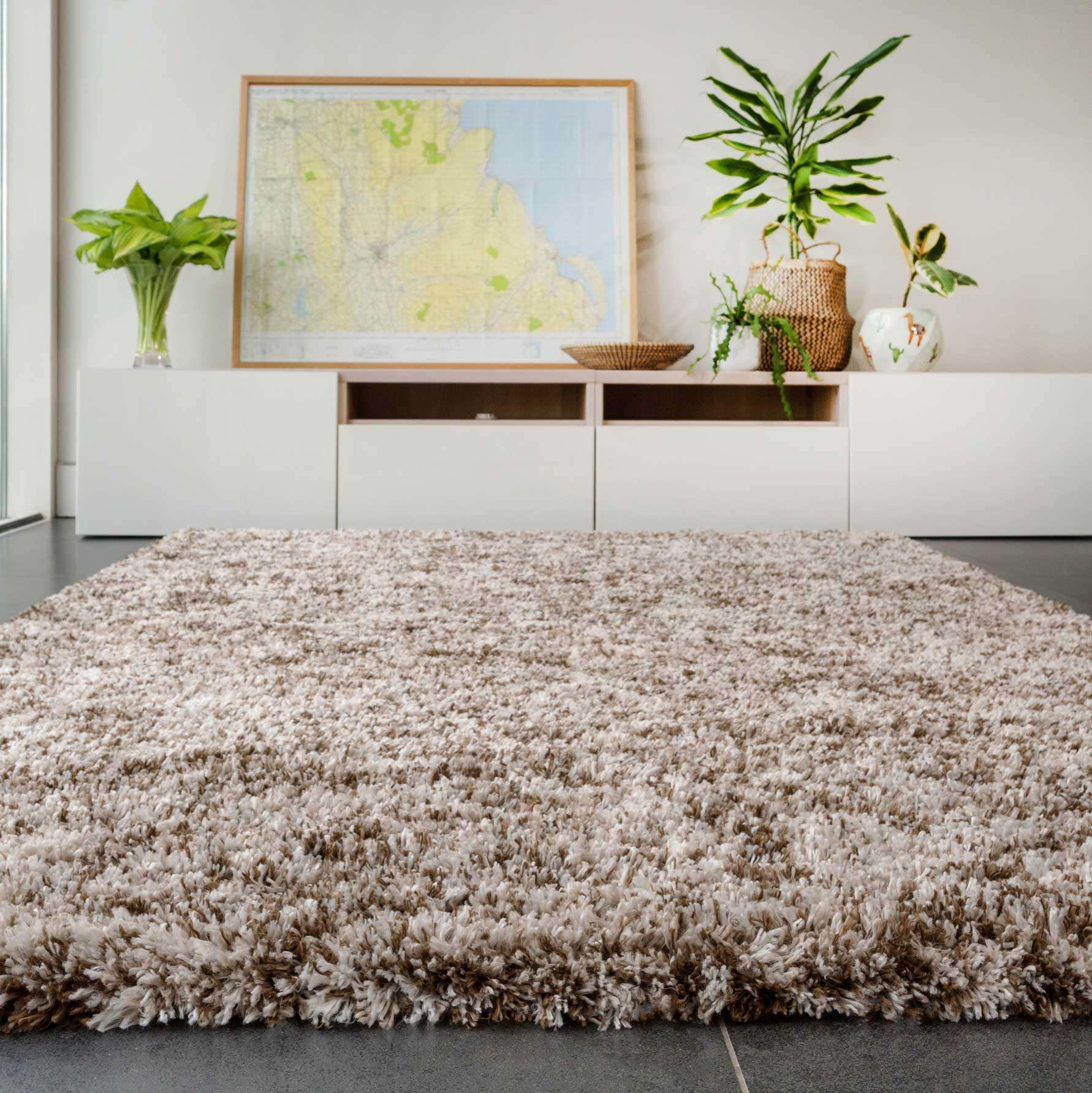 Soft Mottled Brown Shaggy Area Rug - Image 6