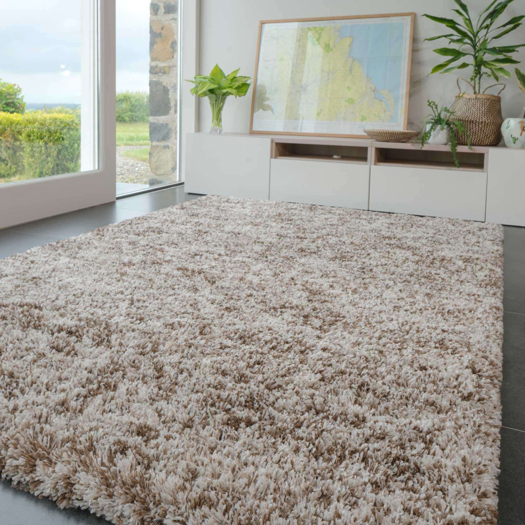 Soft Mottled Brown Shaggy Hall Rug - Image 3