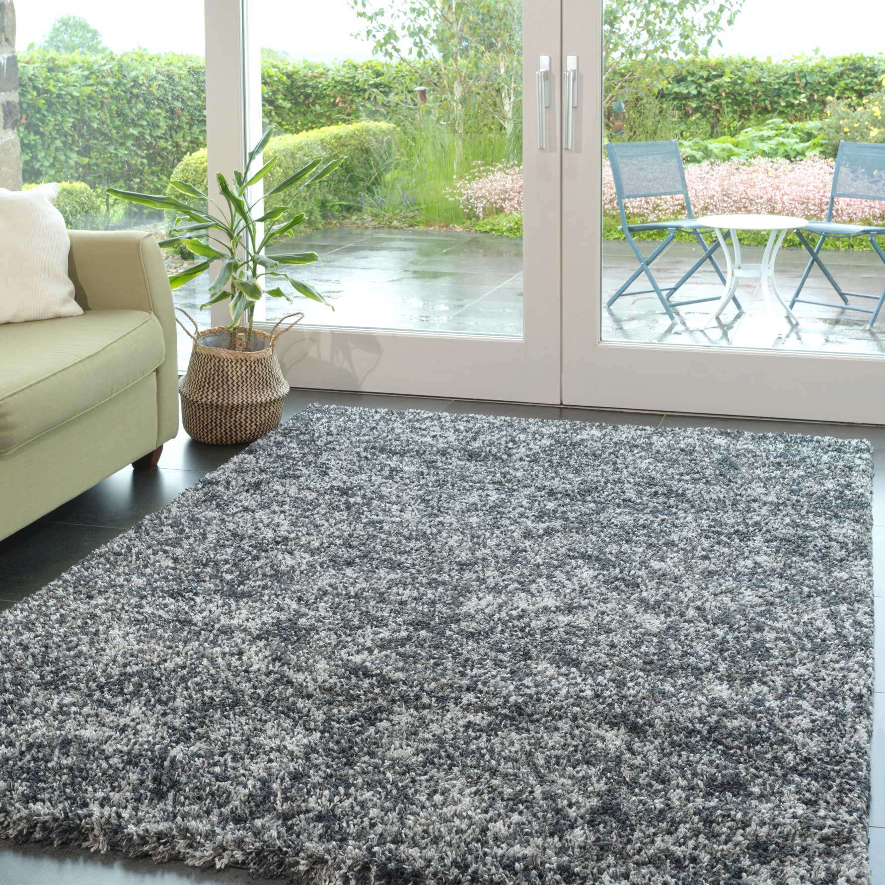 Soft Mottled Grey Shaggy Area Rug - Camberley - Image 2