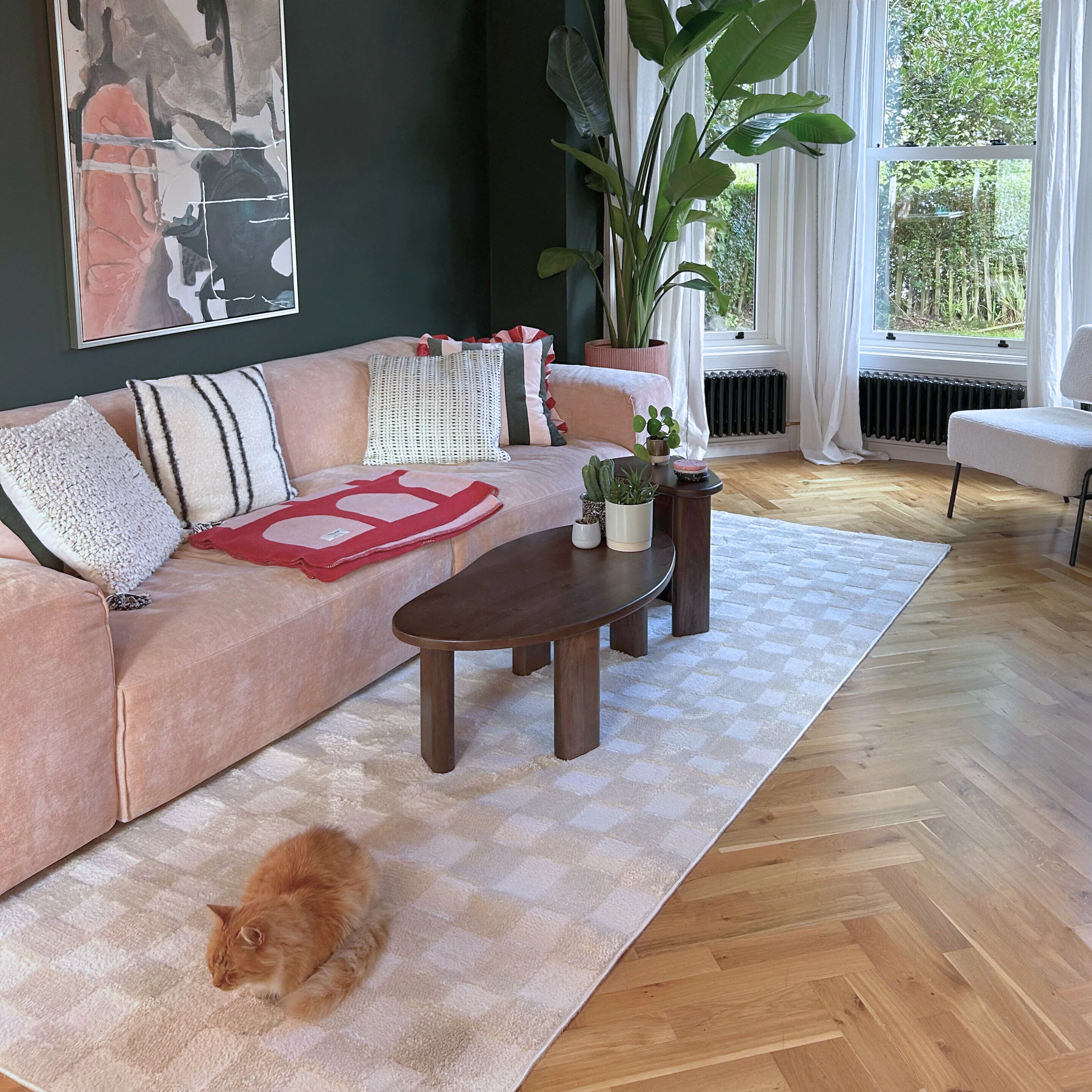 Soft Natural Cream Retro Checkerboard Rug - Liv - Image 4