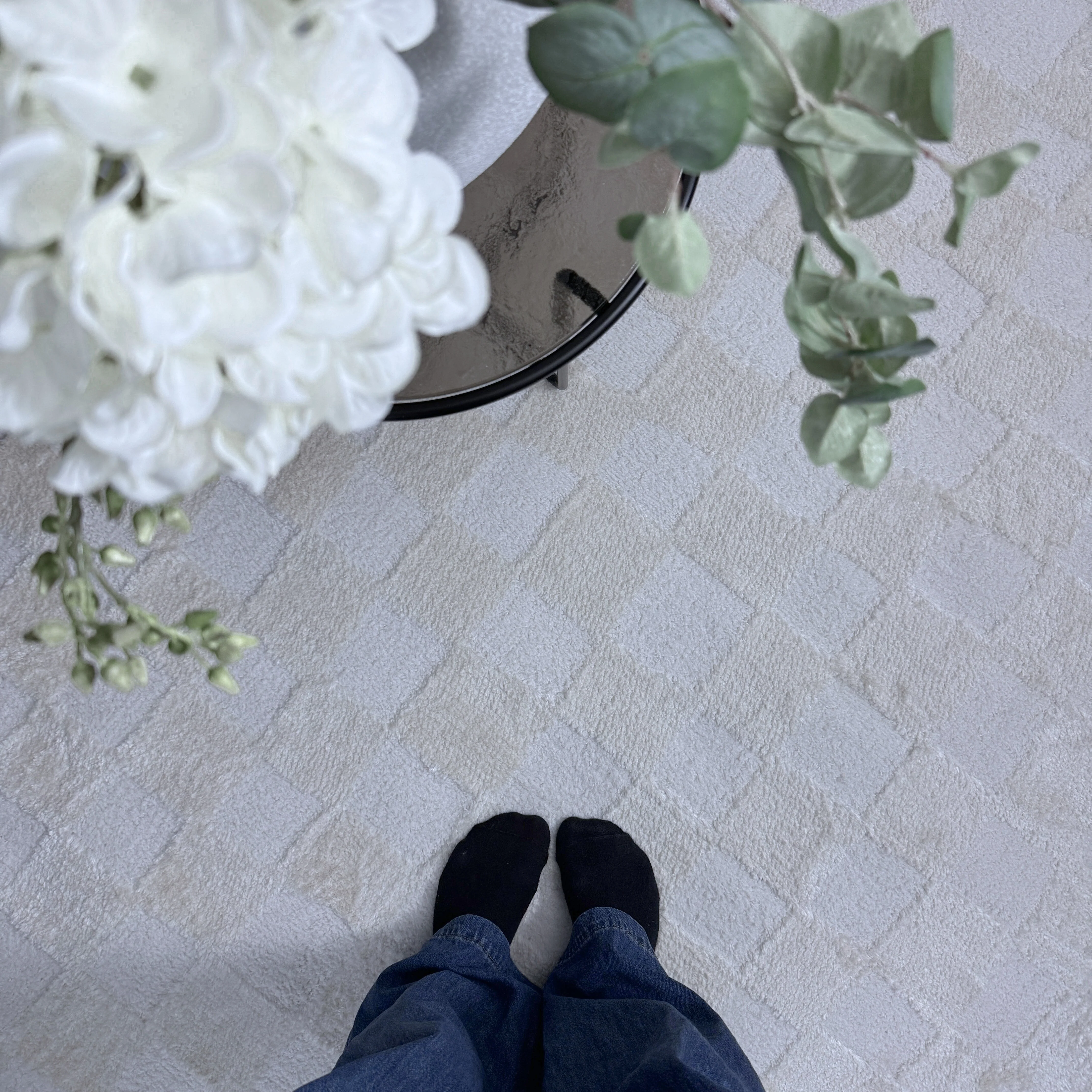 Soft Natural Cream Retro Checkerboard Rug - Liv - Image 6