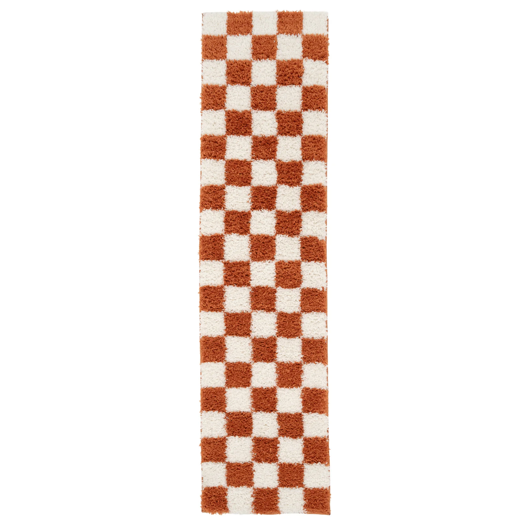 Soft Rust Checkerboard Shaggy Runner - Gigi - Image 6