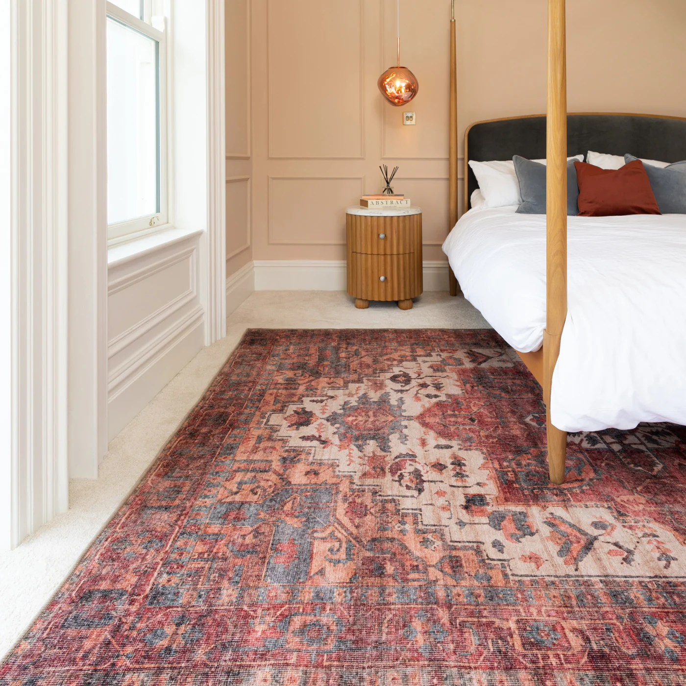 Soft Washable Red Antique Rug - Eliza - Image 2