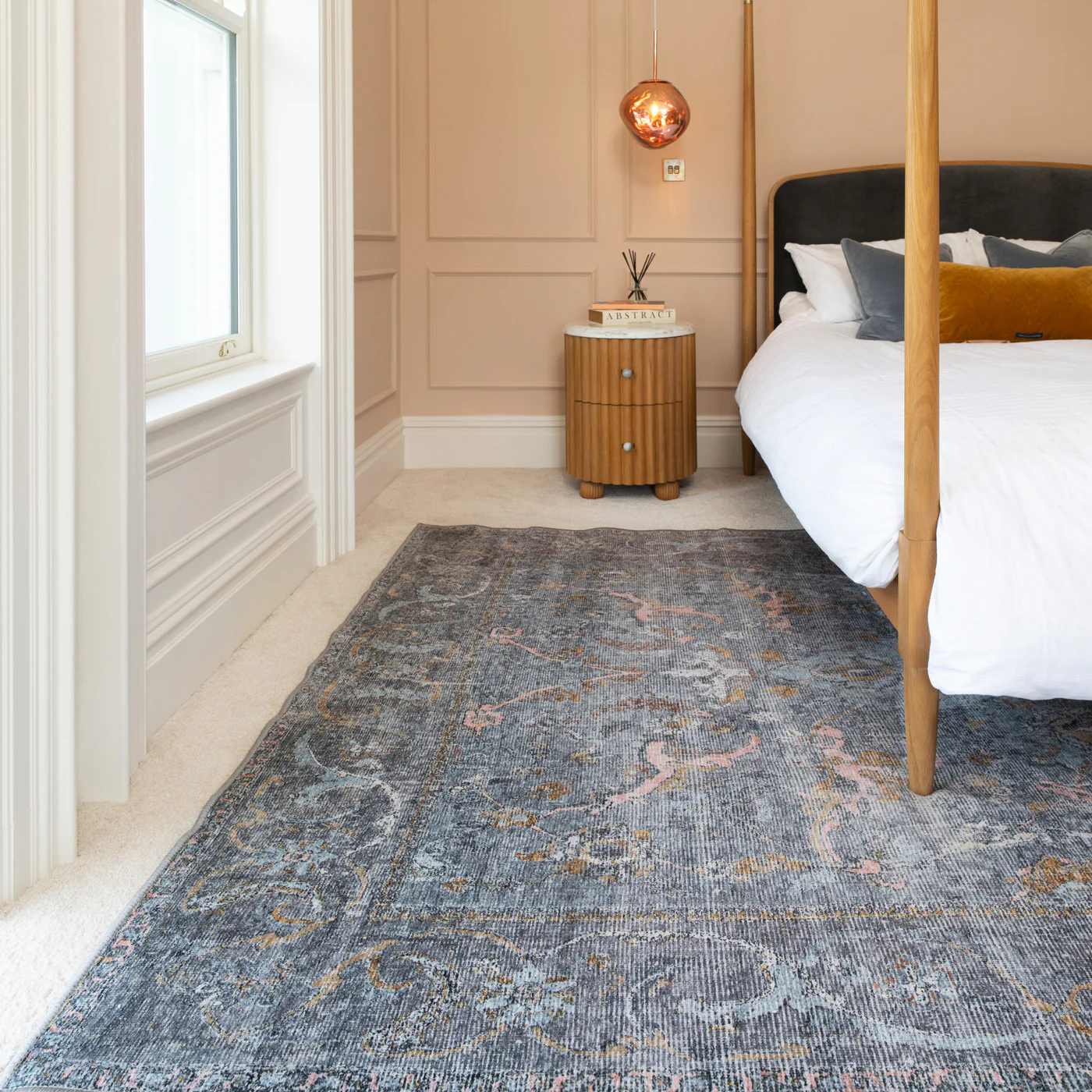 Soft Washable Blue Boho Rug - Clara - Image 2
