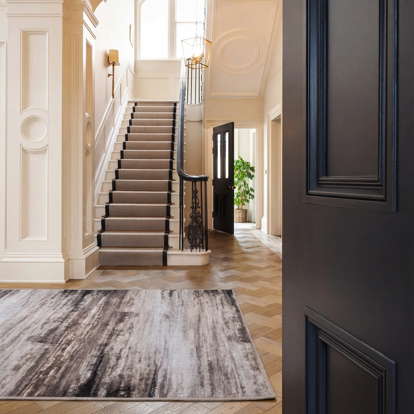Soft Washable Brown Abstract Rug - Taron - Image 2