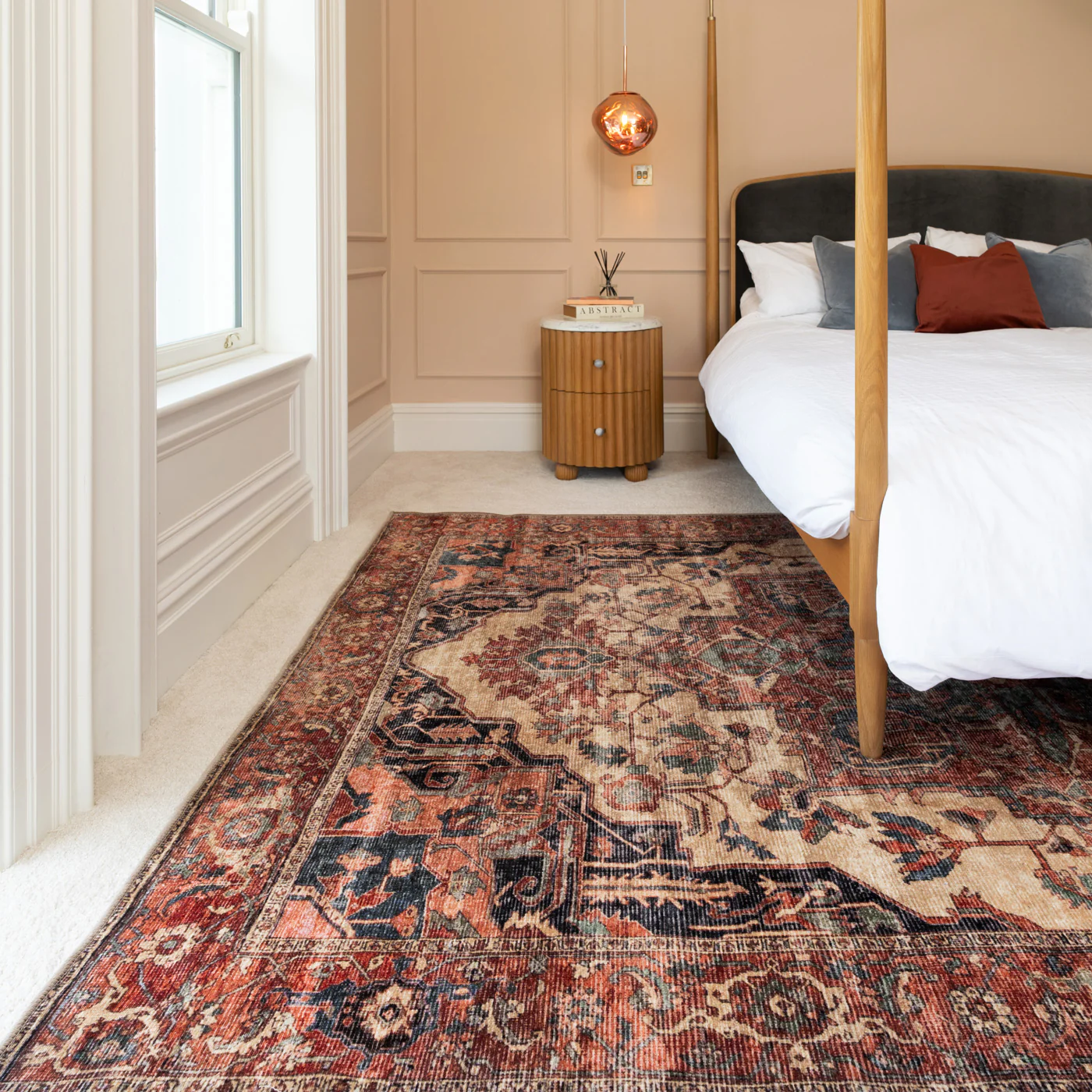 Soft Washable Terracotta Medallion Rug - Verity - Image 2