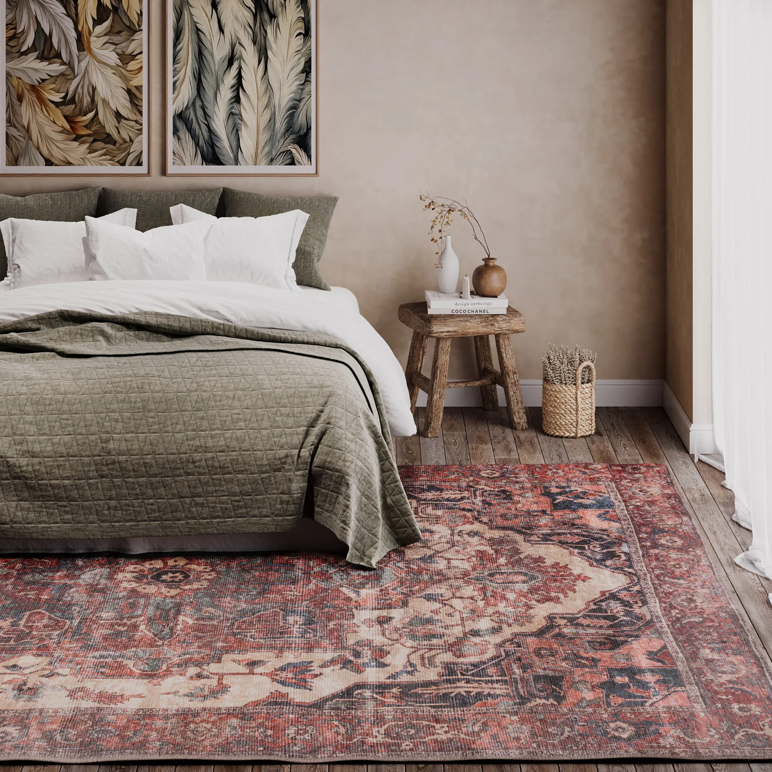 Soft Washable Terracotta Medallion Rug - Verity - Image 6