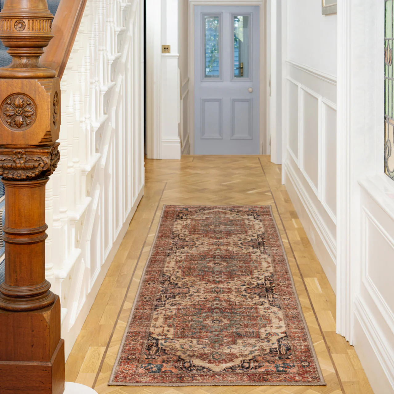 Soft Washable Terracotta Medallion Runner - Verity - Image 2