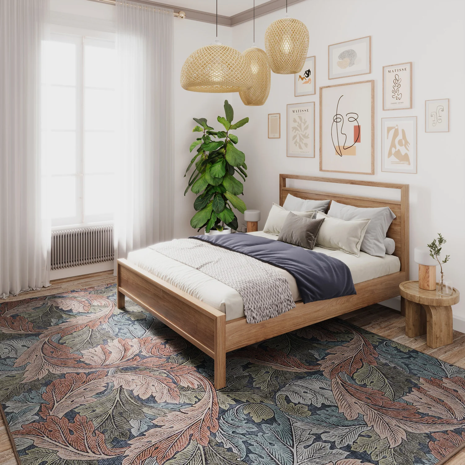 Soft Washable Green Leaf Print Rug - Sylvan - Image 9