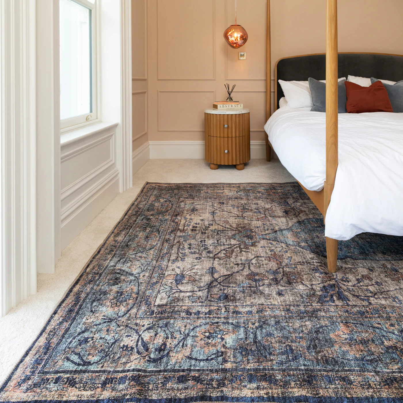 Soft Washable Blue Regency Rug - Dorothea - Image 2