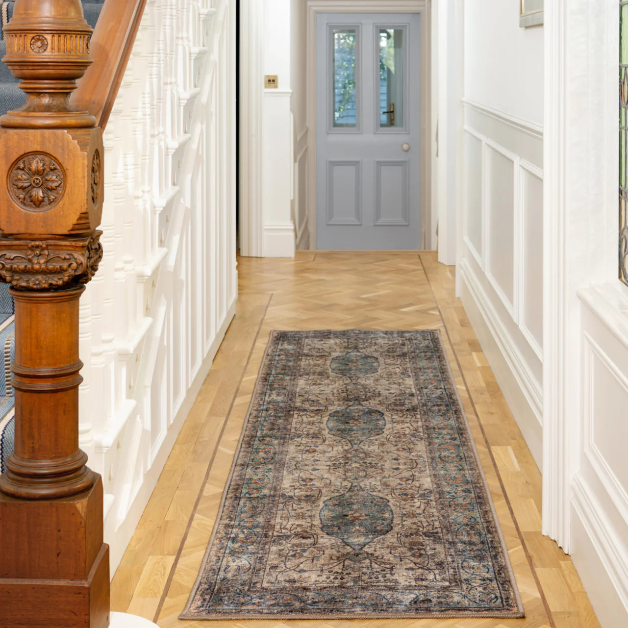 Soft Washable Blue Regency Runner - Dorothea - Image 3