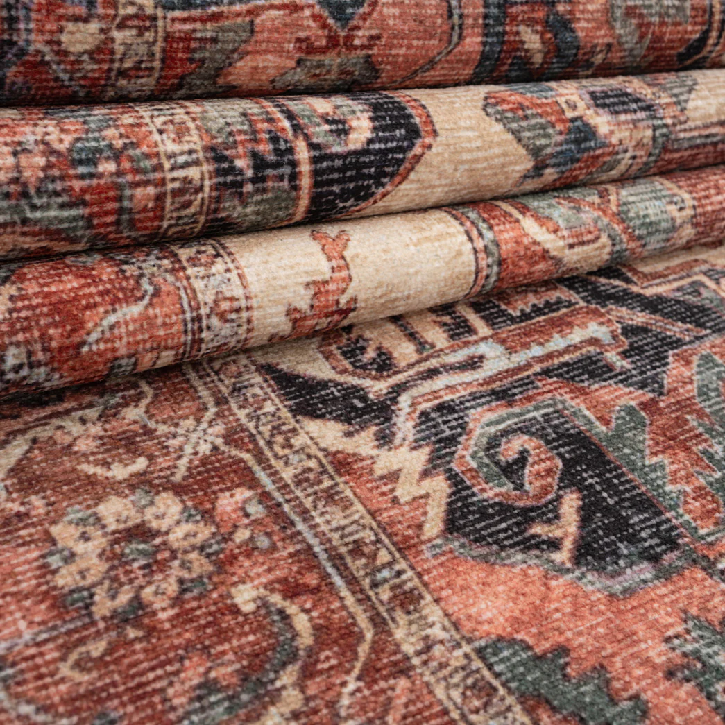 Soft Washable Terracotta Medallion Rug - Verity - Image 11