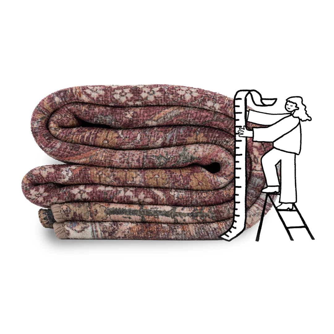 Soft Washable Red Plum Vintage Rug - Violet - Image 13