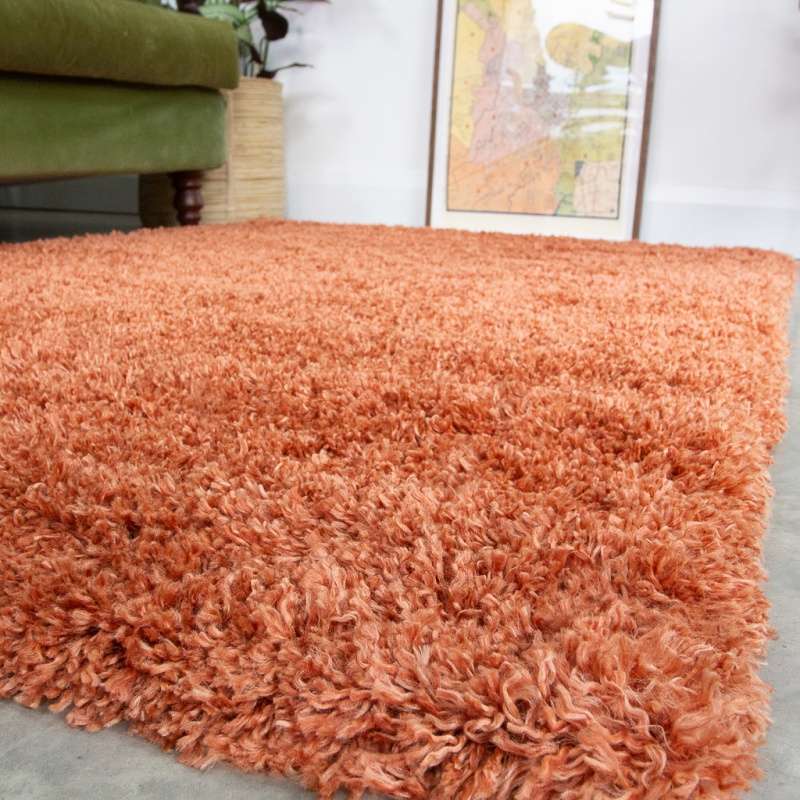 Soft Everyday Terracotta Shaggy Rug - Image 5