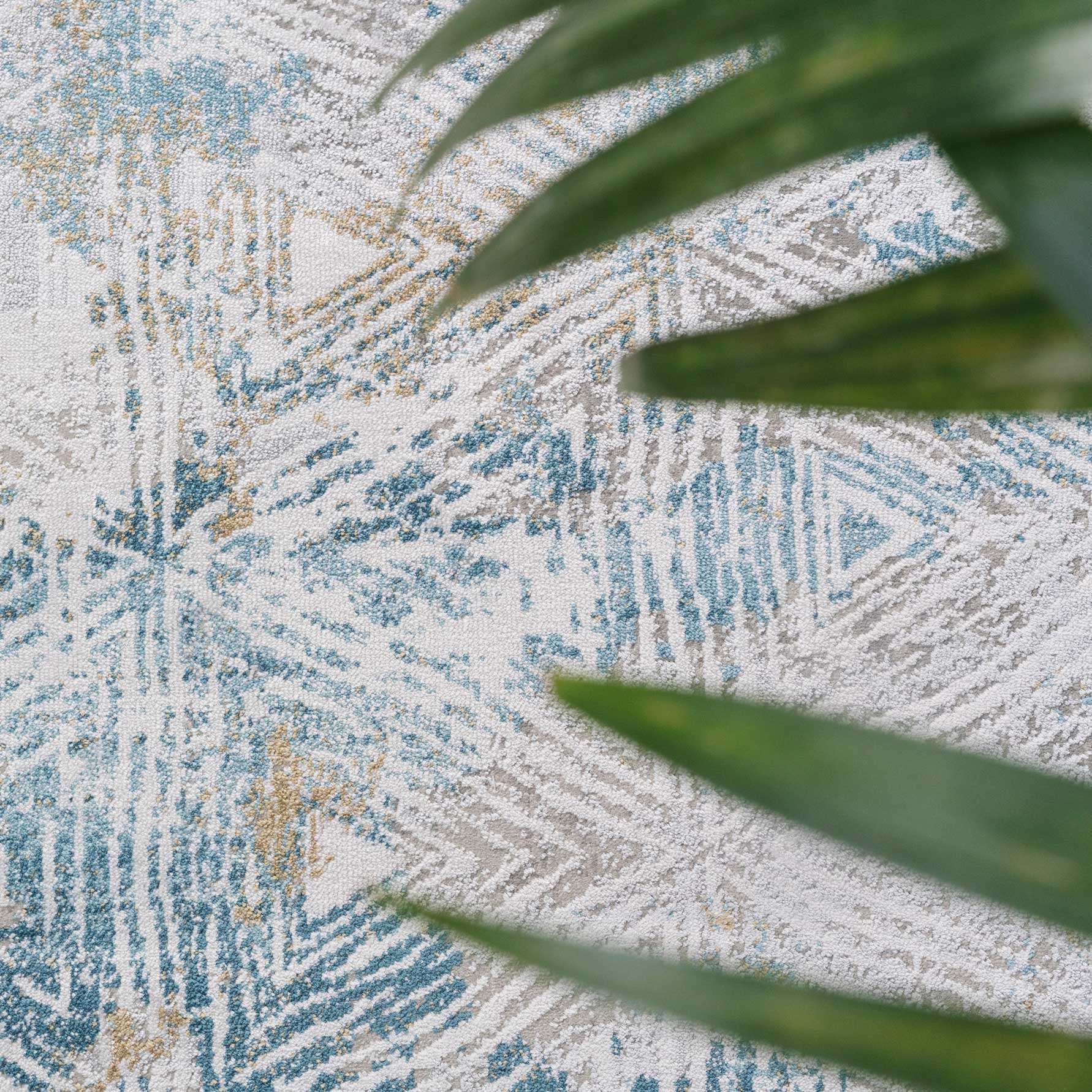 Teal Blue Cloudscape Living Room Rug - Times - Image 4
