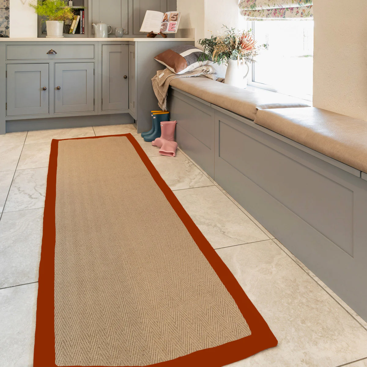Terracotta Border Jute Runner Rug - Juliette Rust - Image 7