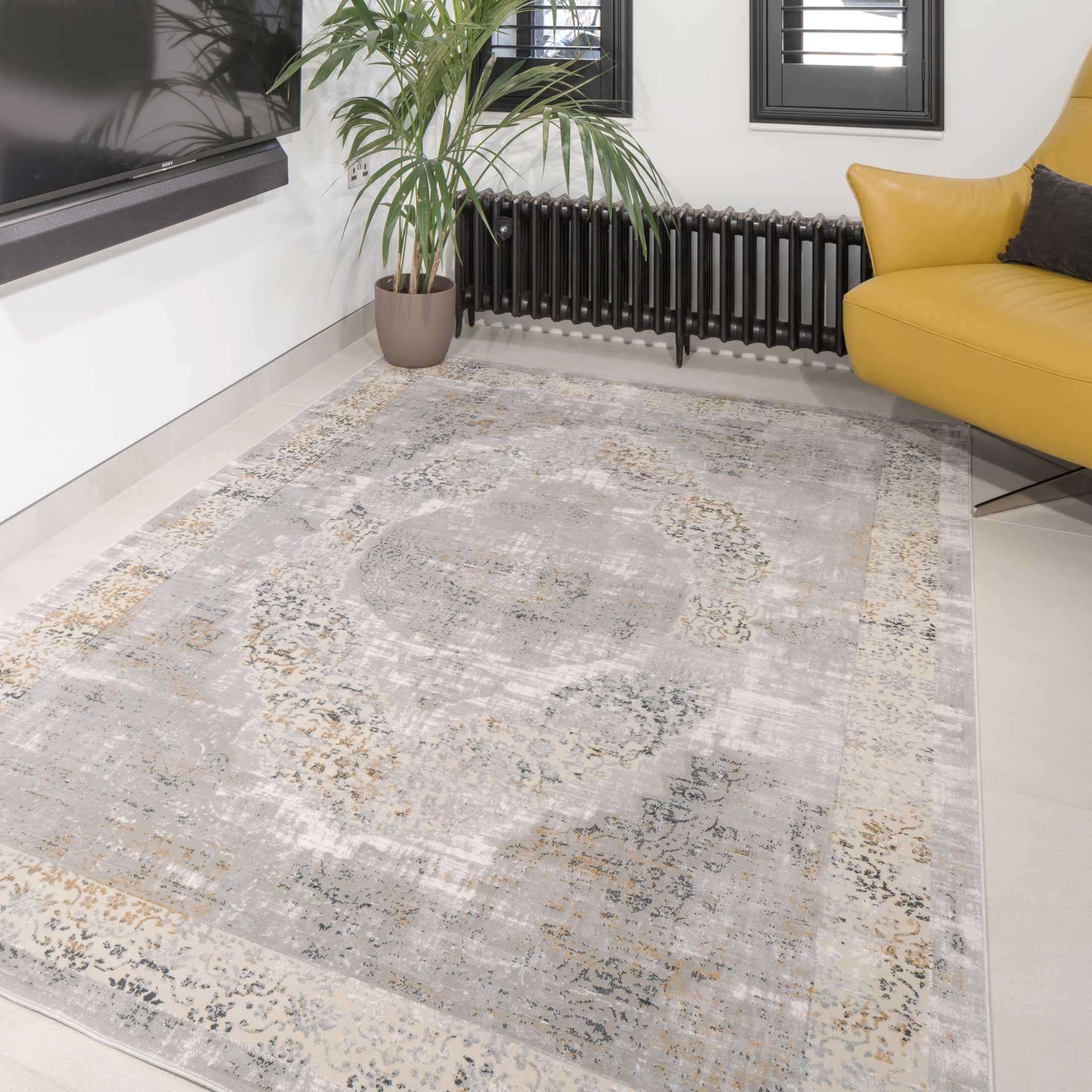 Traditional Grey Medallion Living Room Rug - Dunn - Image 2