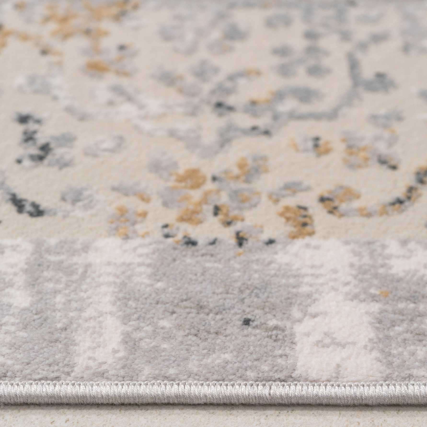 Traditional Grey Medallion Living Room Rug - Dunn - Image 4
