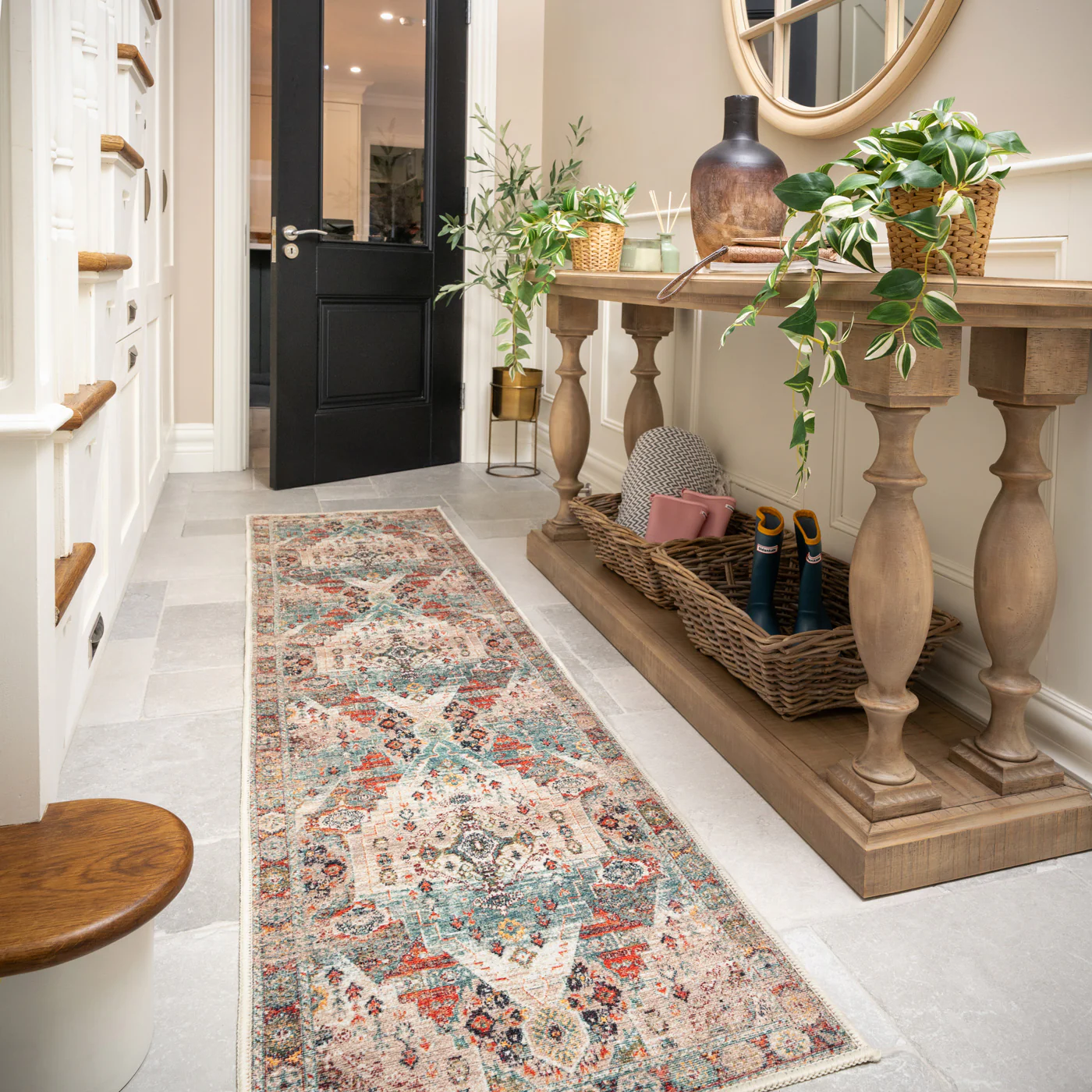 Traditional Medallion Washable Runner - Hue - Image 3