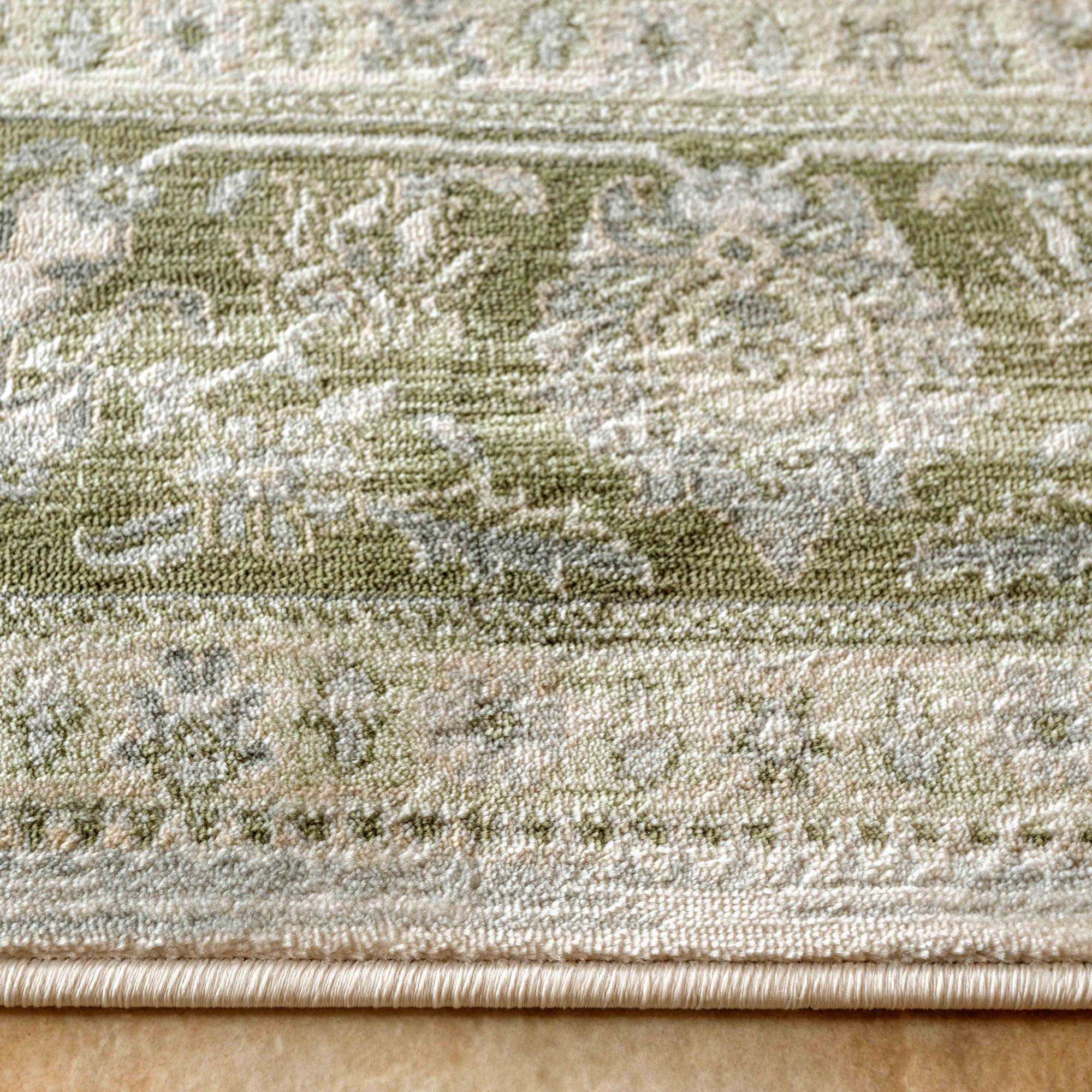 Vintage Traditional Green Floral Living Room Rug - Image 5