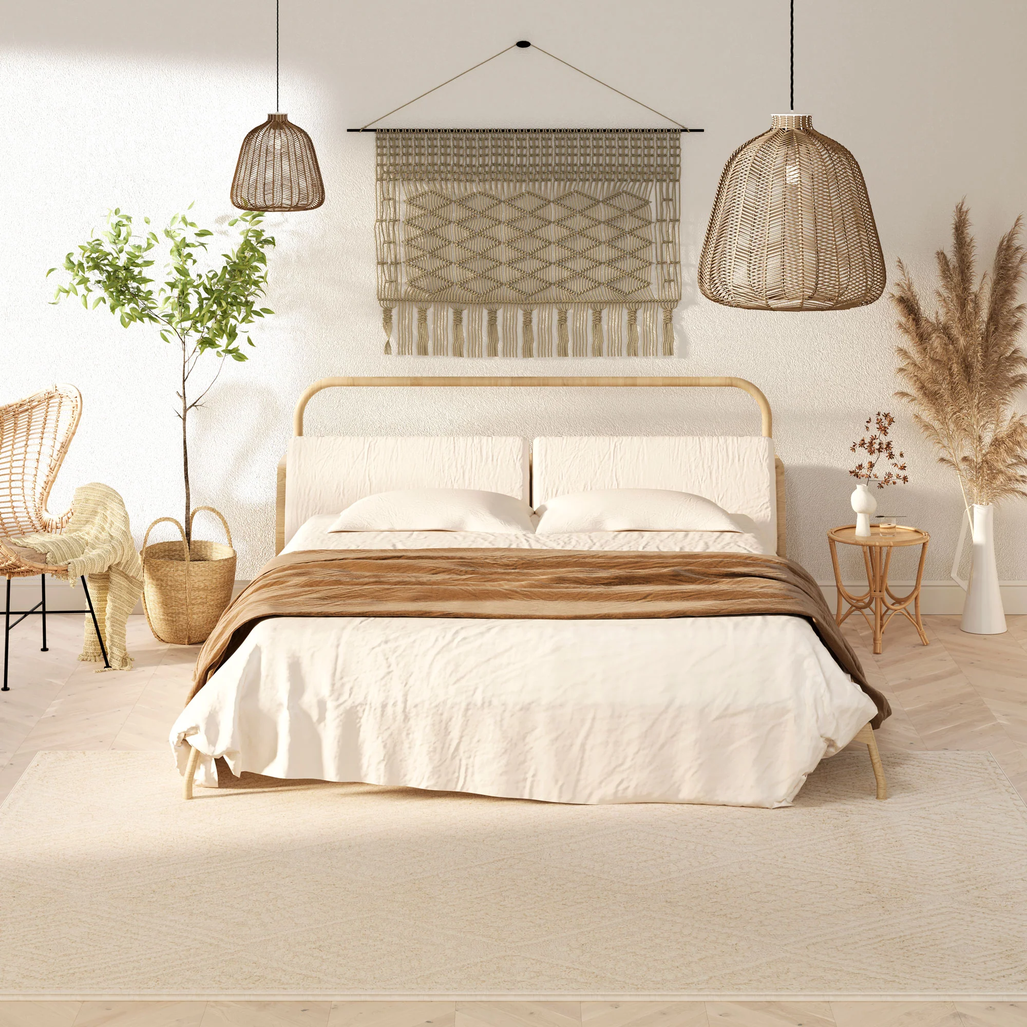 Warm White Tufted Diamond Rug - Elino - Image 2