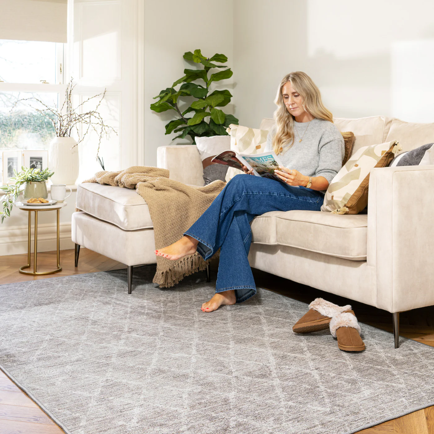 Washable Greige Berber Rug - Brindle - Image 2