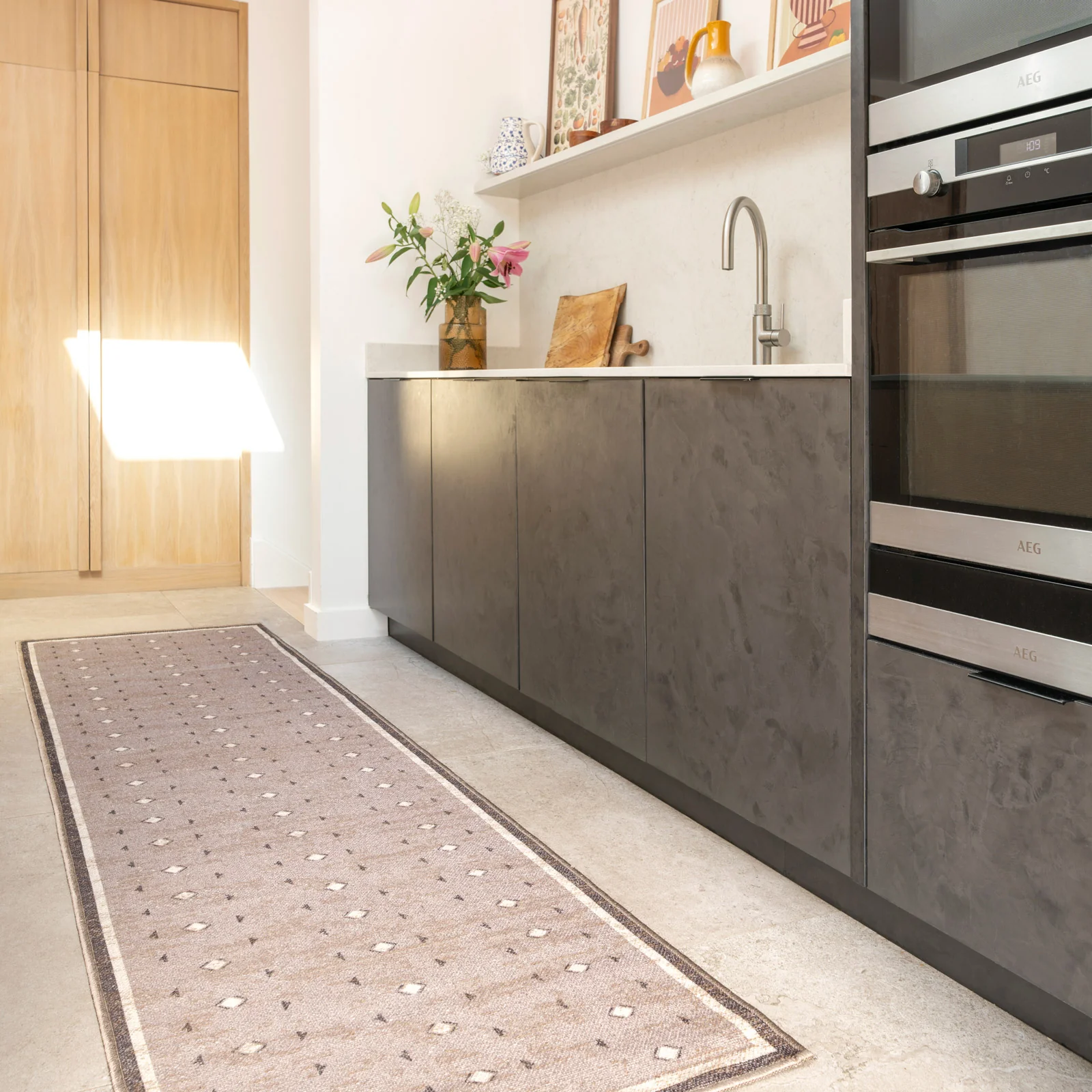 Washable Beige Berber Jute Style Runner - Lula