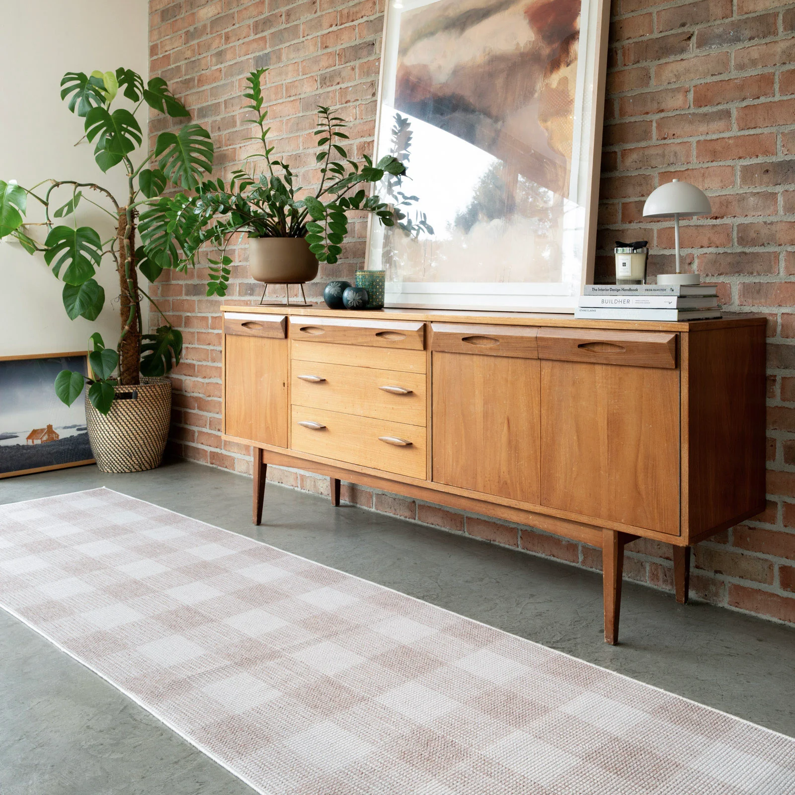 Washable Beige Cottage Style Runner - Magda