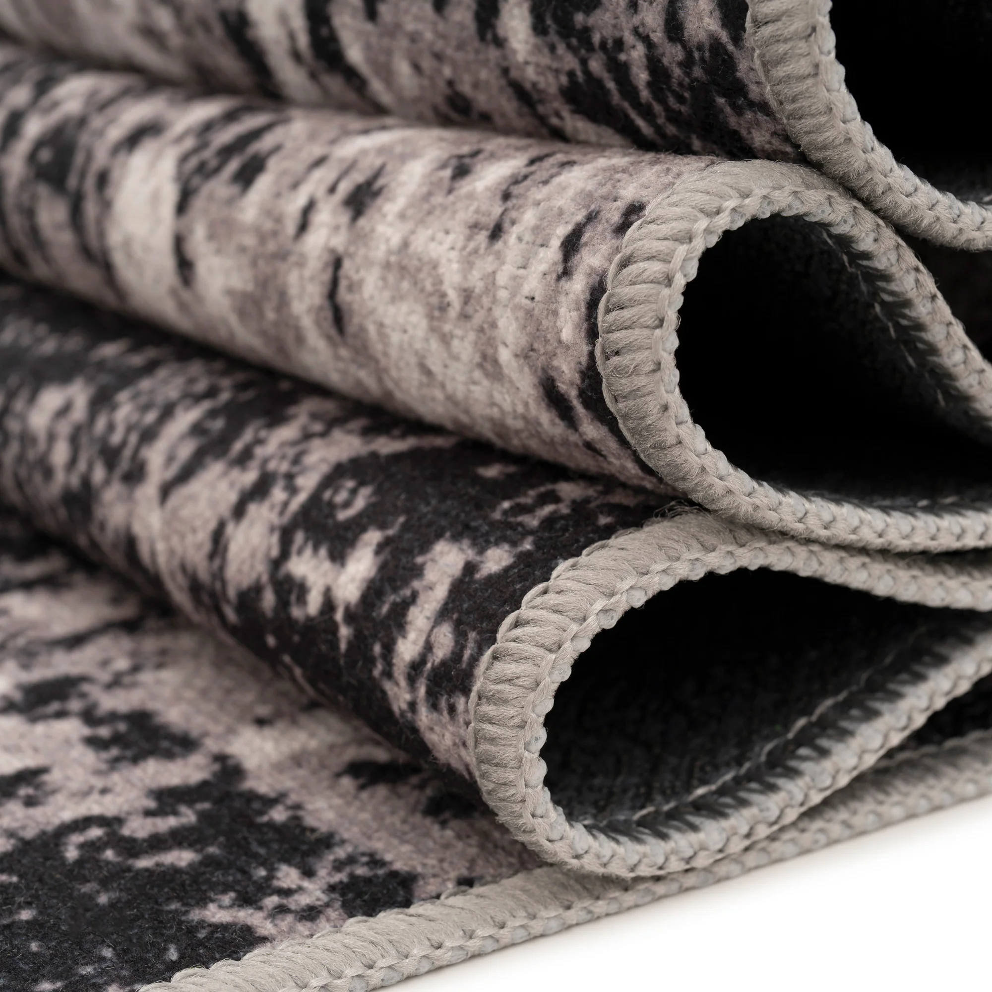 Washable Black Abstract Rug - Storm - Image 9