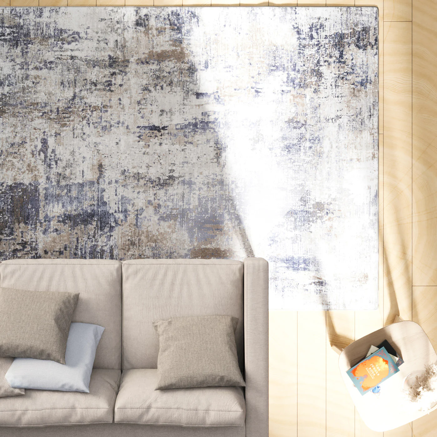 Washable Blue Abstract Rug - Skye - Image 3