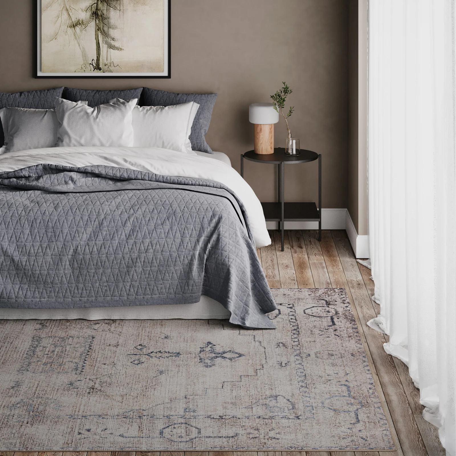 Washable Grey Blue Vintage Rug - Roam - Image 6