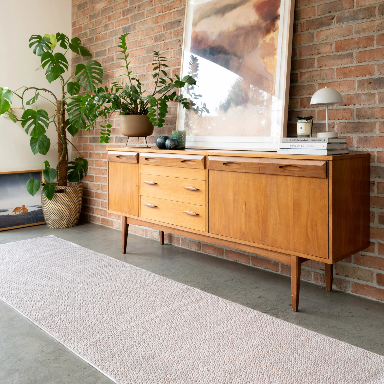 Washable Bobbled Beige Chic Runner - Lucy