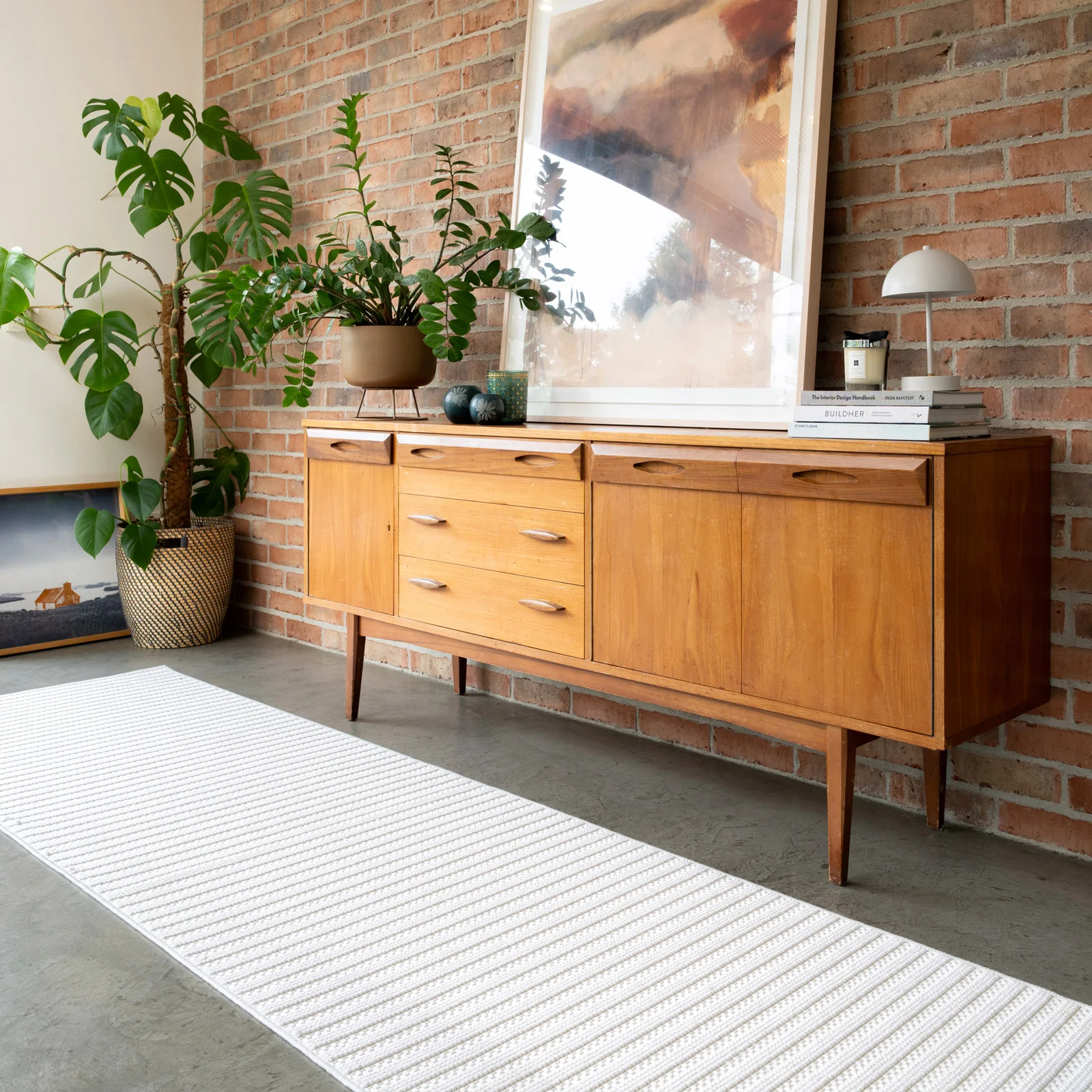 Washable Bobbled Cream Scandi Runner - Olivia