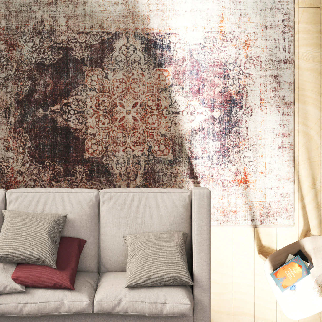 Washable Boho Distressed Rug - Opal - Image 4