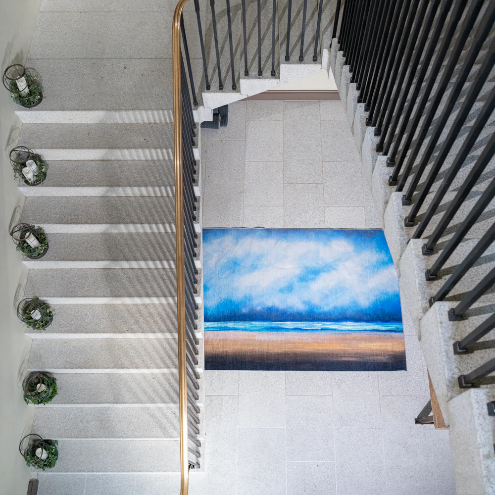Washable Coastal Blue Designer Rug - Breathe - Image 4