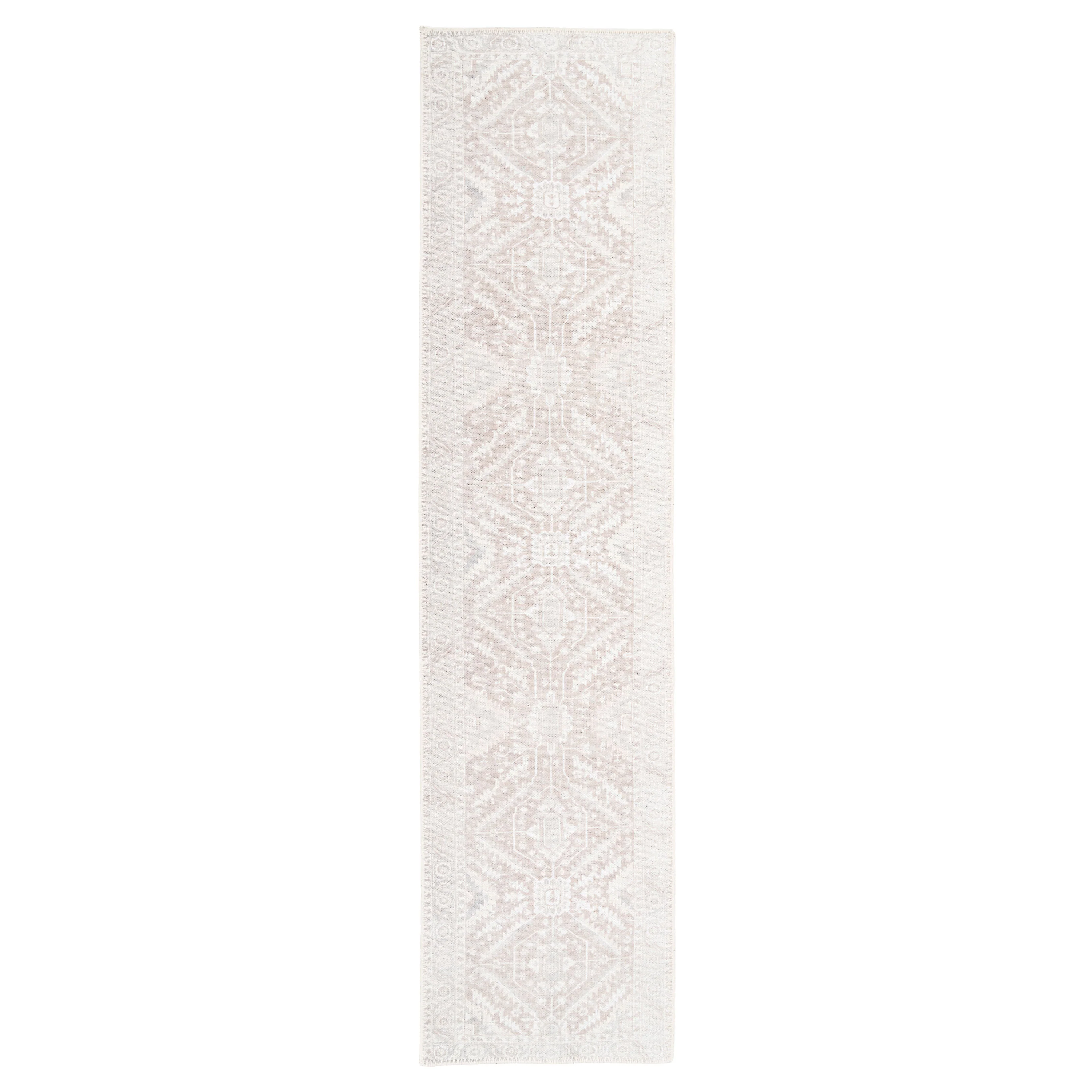 Flatwoven Washable Distressed Beige Runner - Tolka