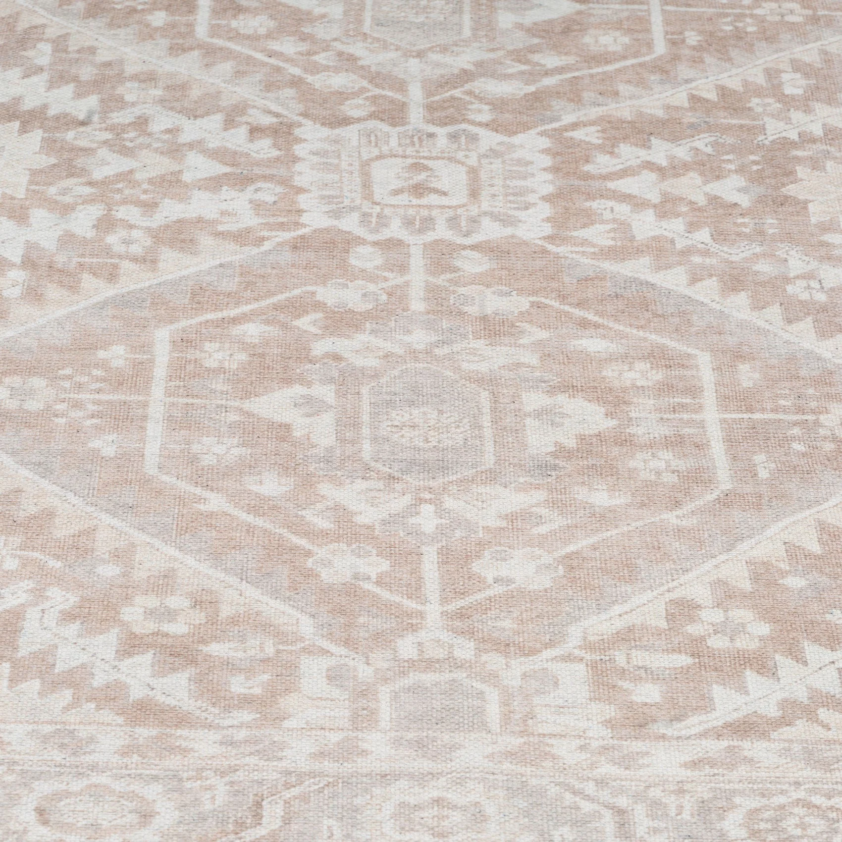 Flatwoven Washable Distressed Beige Runner - Tolka - Image 5