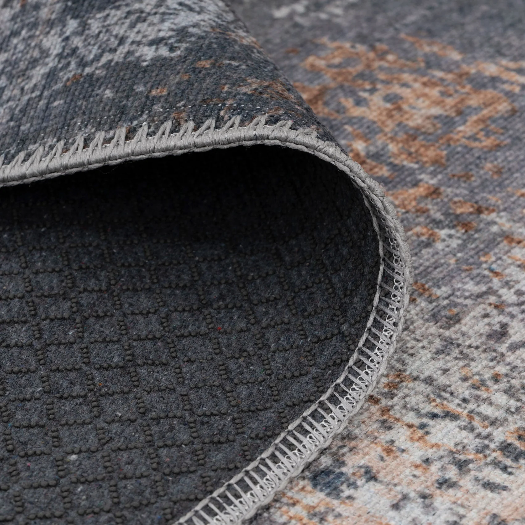 Washable Distressed Copper Blue Runner - Tobin - Image 5